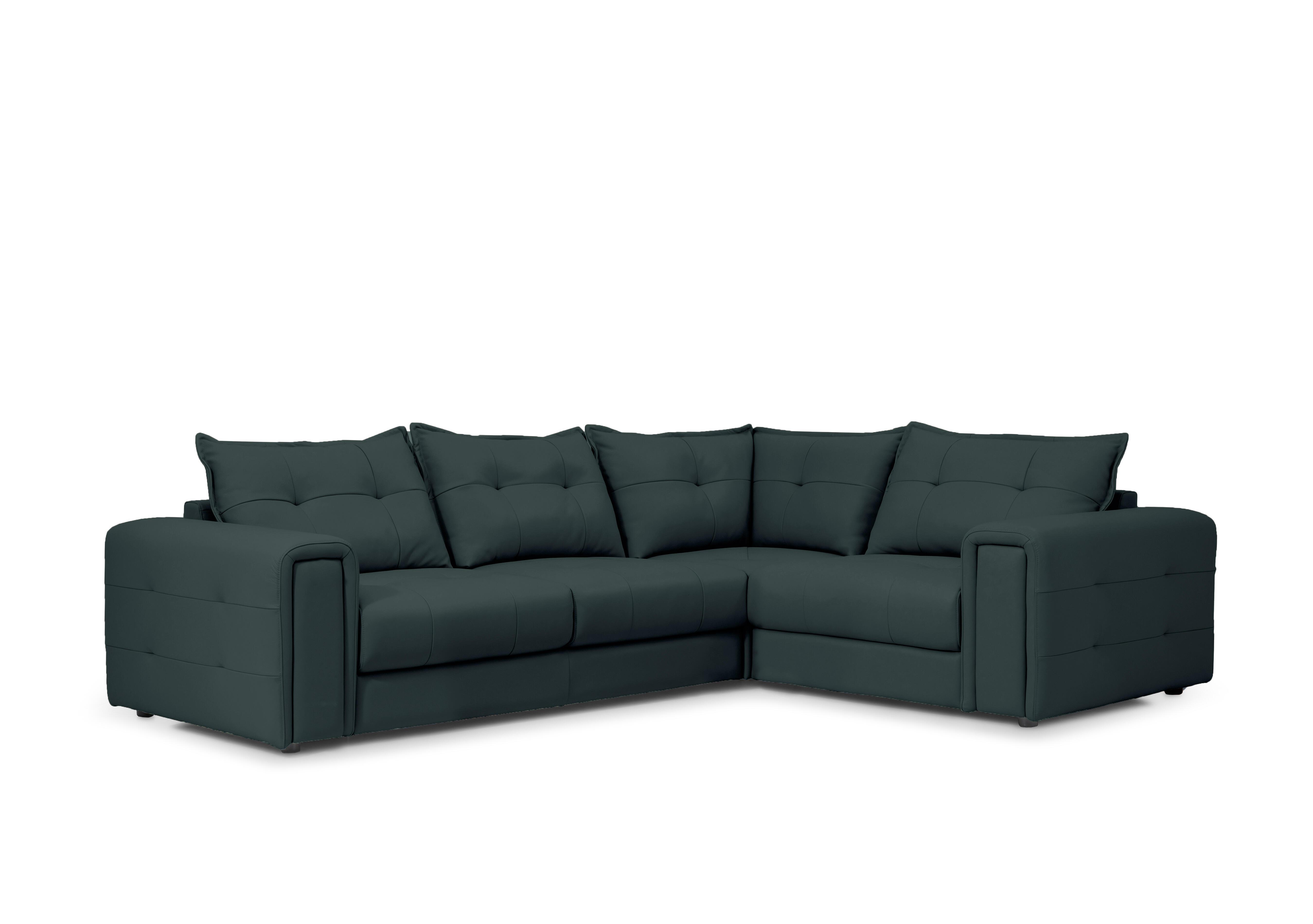 Goliath Leather Corner Sofa with Storage Drawers in Oslo Cat-40/09 Peacock on Furniture Village