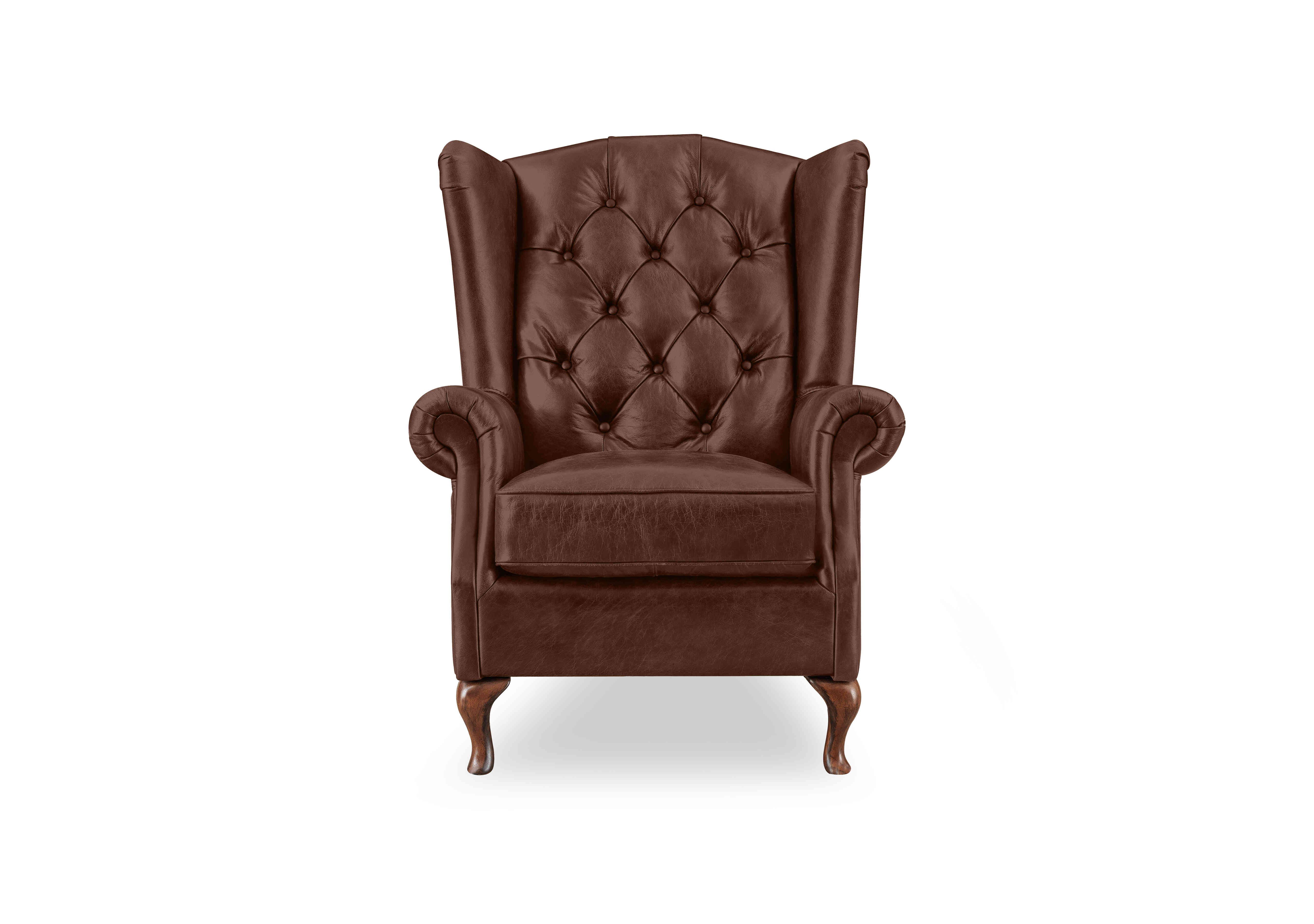 Harriet Leather Wing Chair in Cedar Brown Lls Wf X3-1569ls on Furniture Village