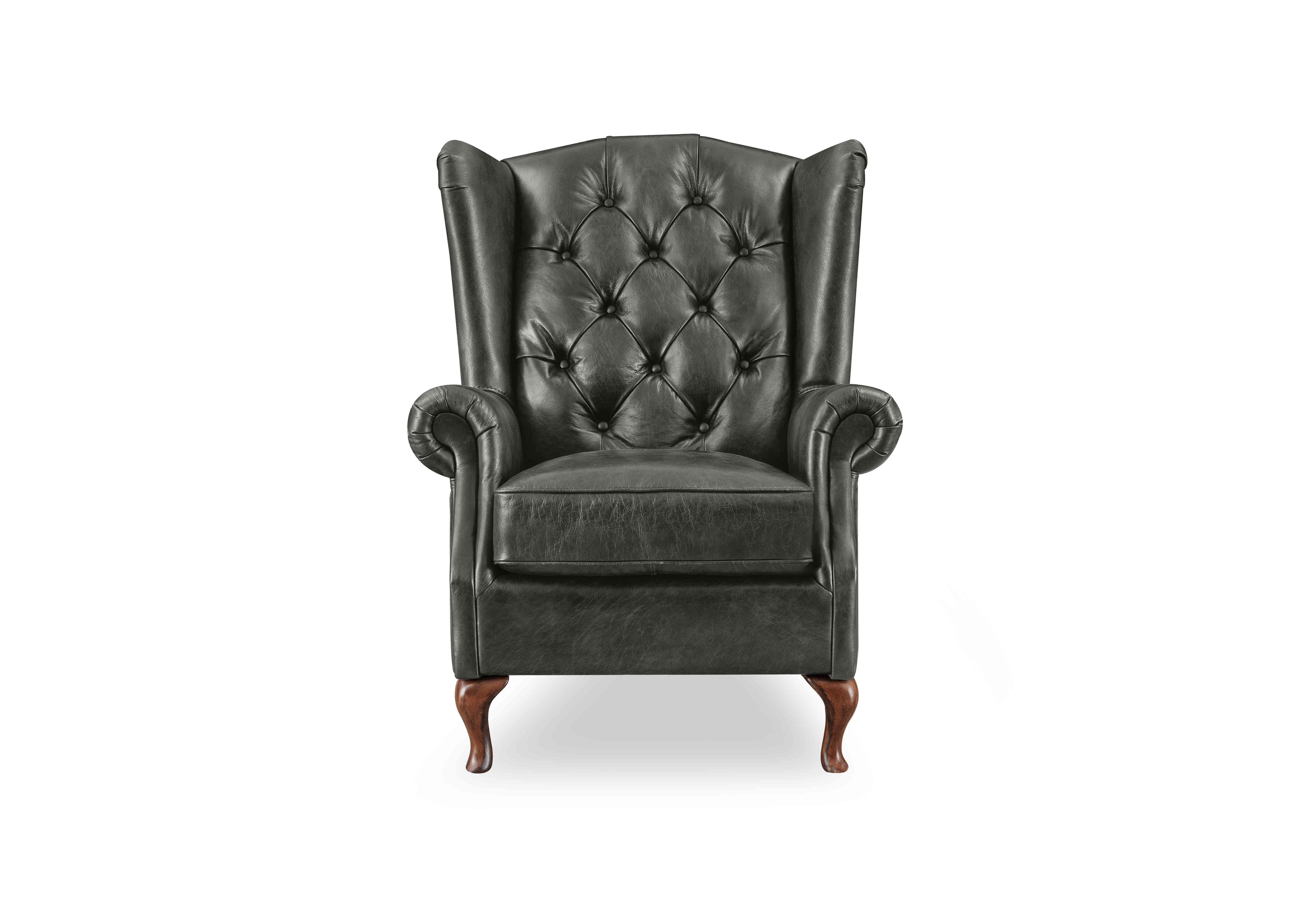 Harriet Leather Wing Chair in Granite Lls Wf X3-1966ls on Furniture Village
