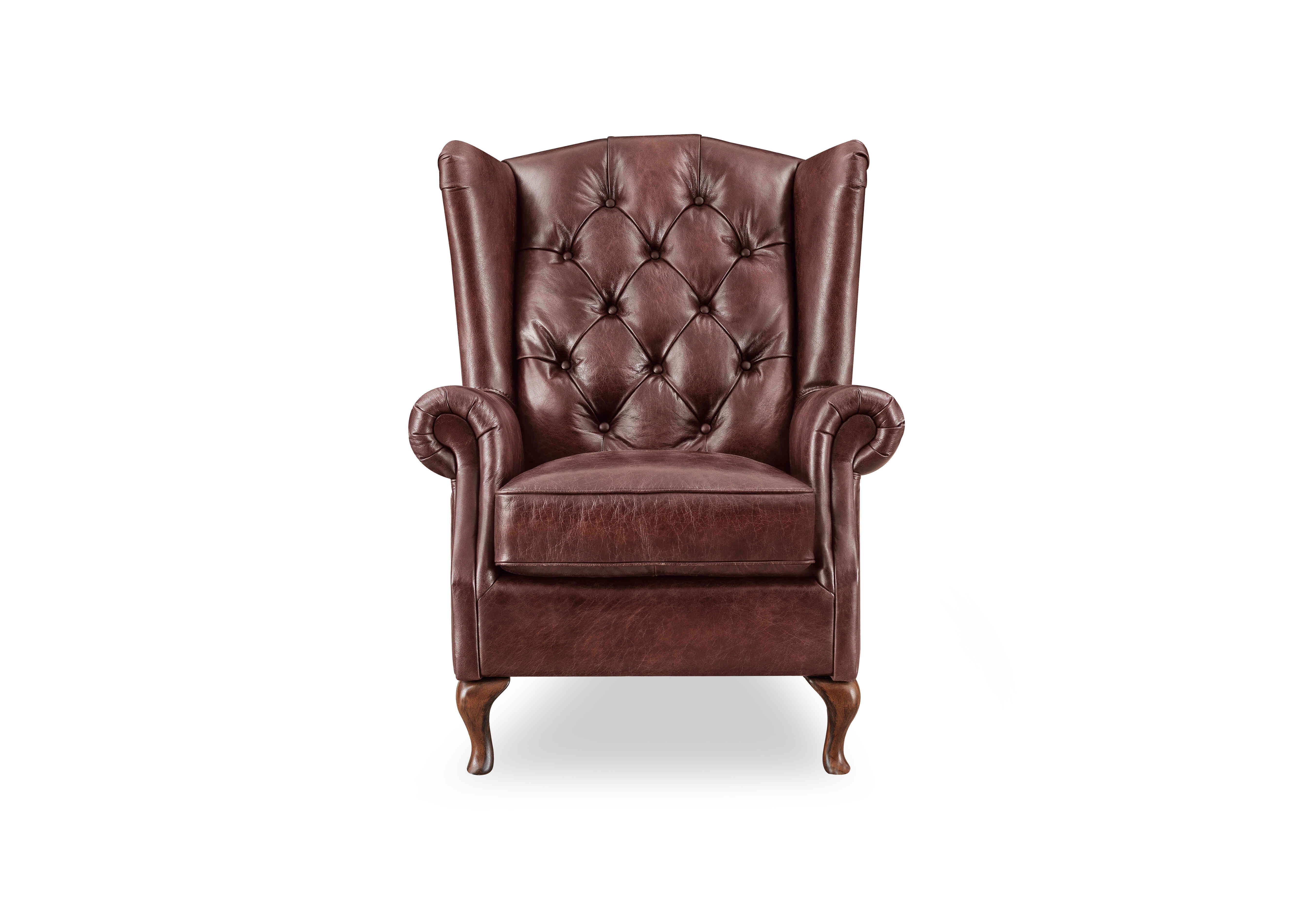 Harriet Leather Wing Chair in Rosewood Lls Wf X3-1987ls on Furniture Village