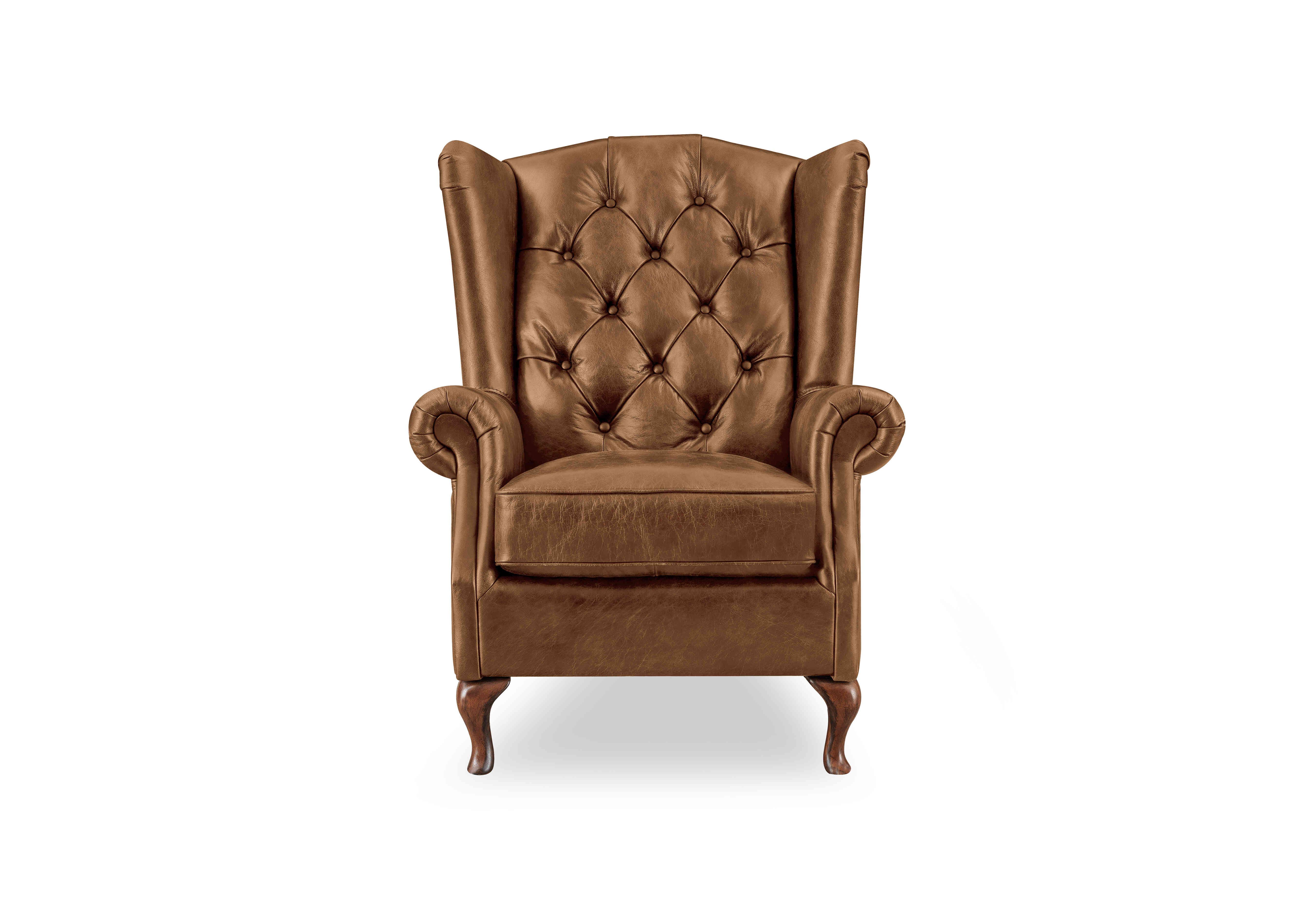 Harriet Leather Wing Chair in Saddle Lls Wf X3-1981 on Furniture Village