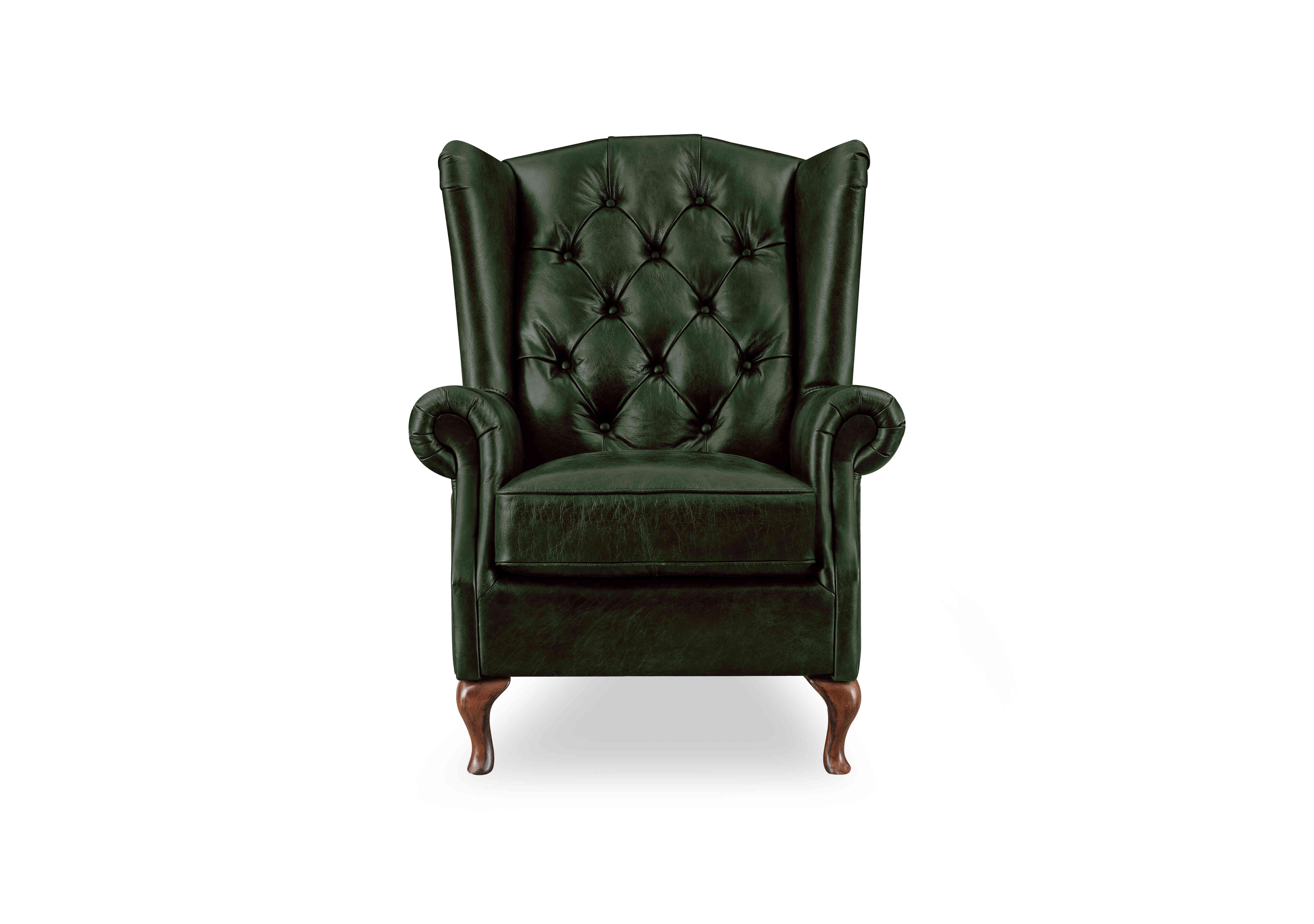 Harriet Leather Wing Chair in Smoke Green Lls Wf X3-1986ls on Furniture Village