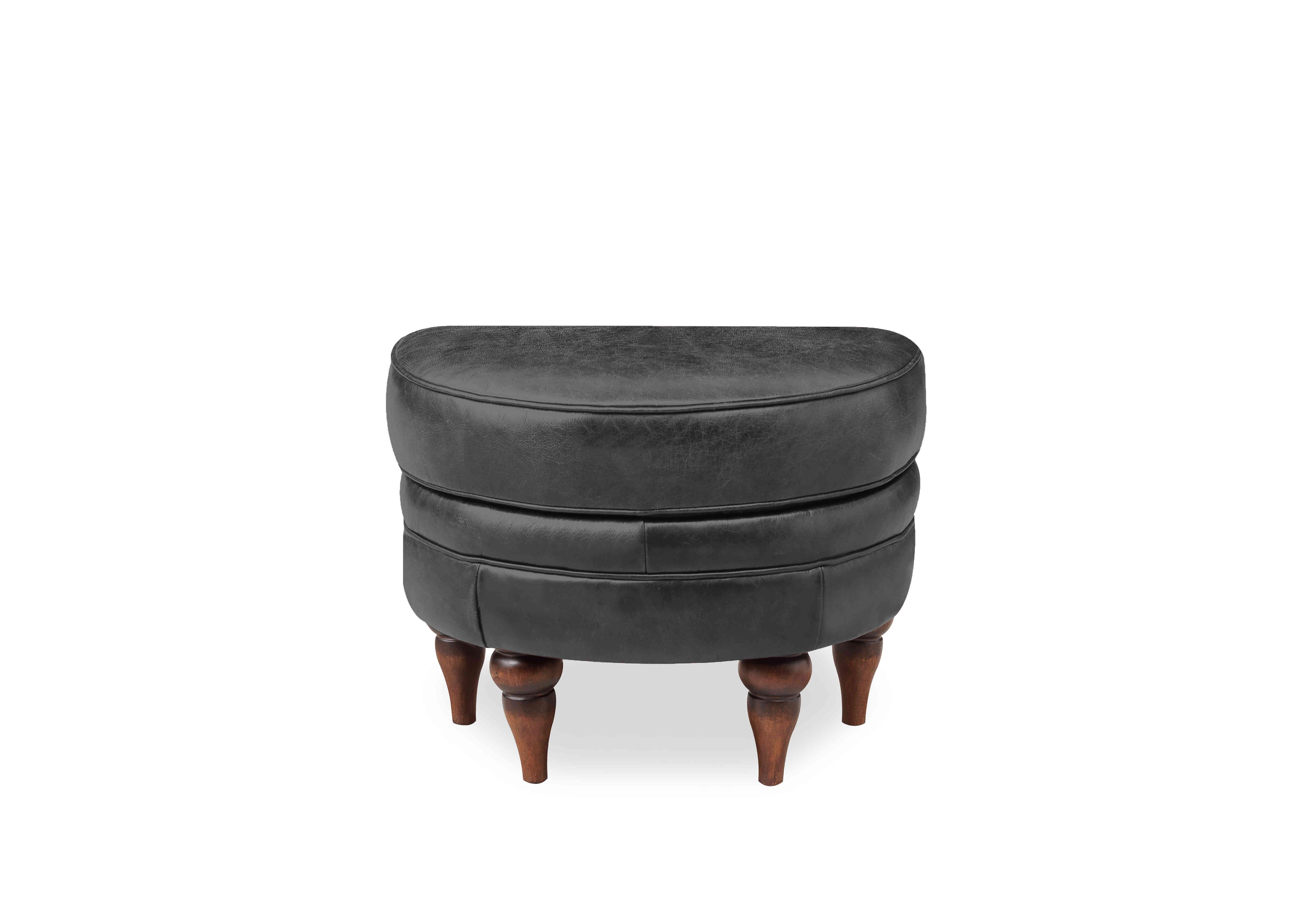 Harriet Leather Half Moon Footstool in Coal Dust Lls Wf X1-2088ls on Furniture Village