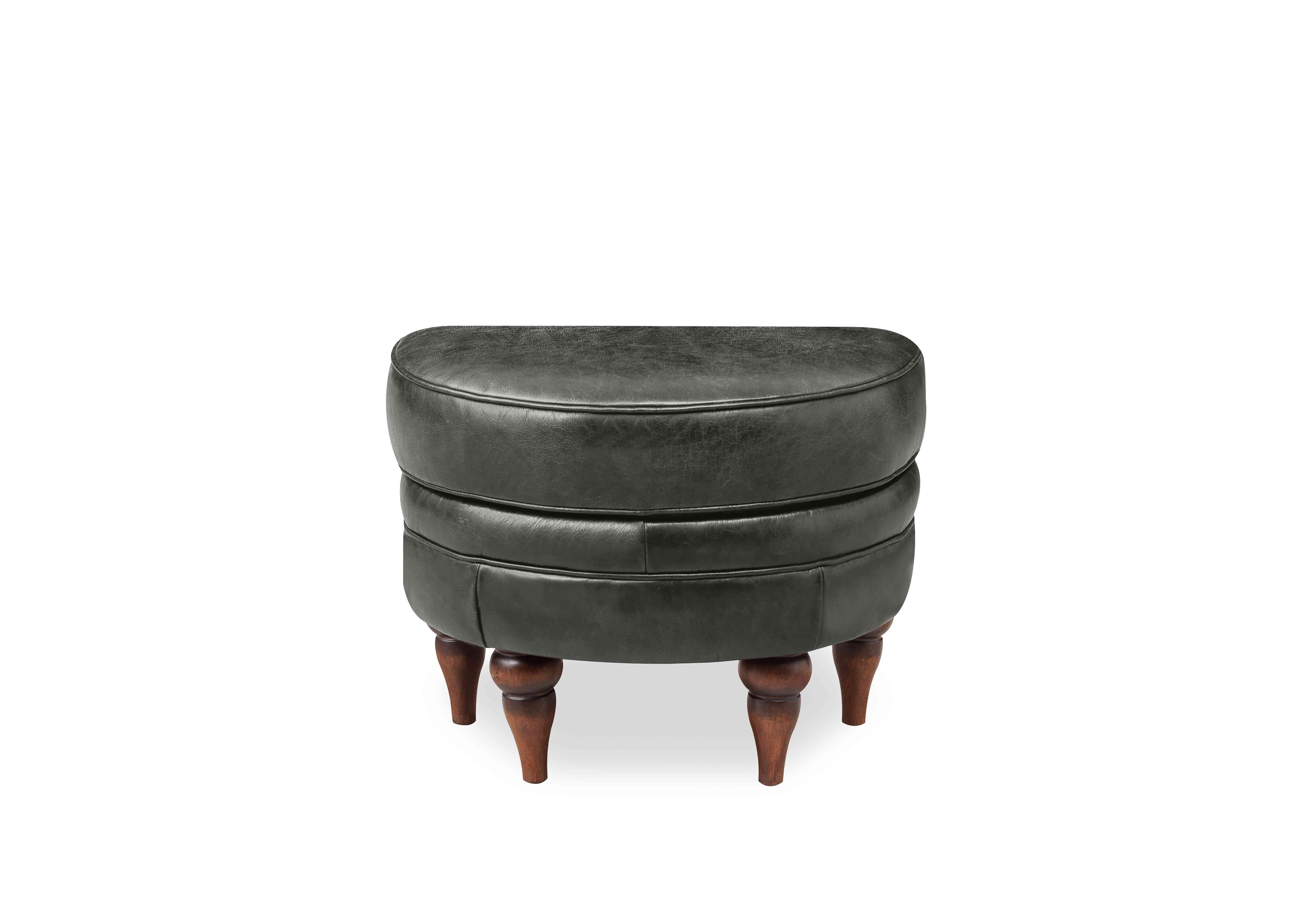 Harriet Leather Half Moon Footstool in Granite Lls Wf X3-1966ls on Furniture Village