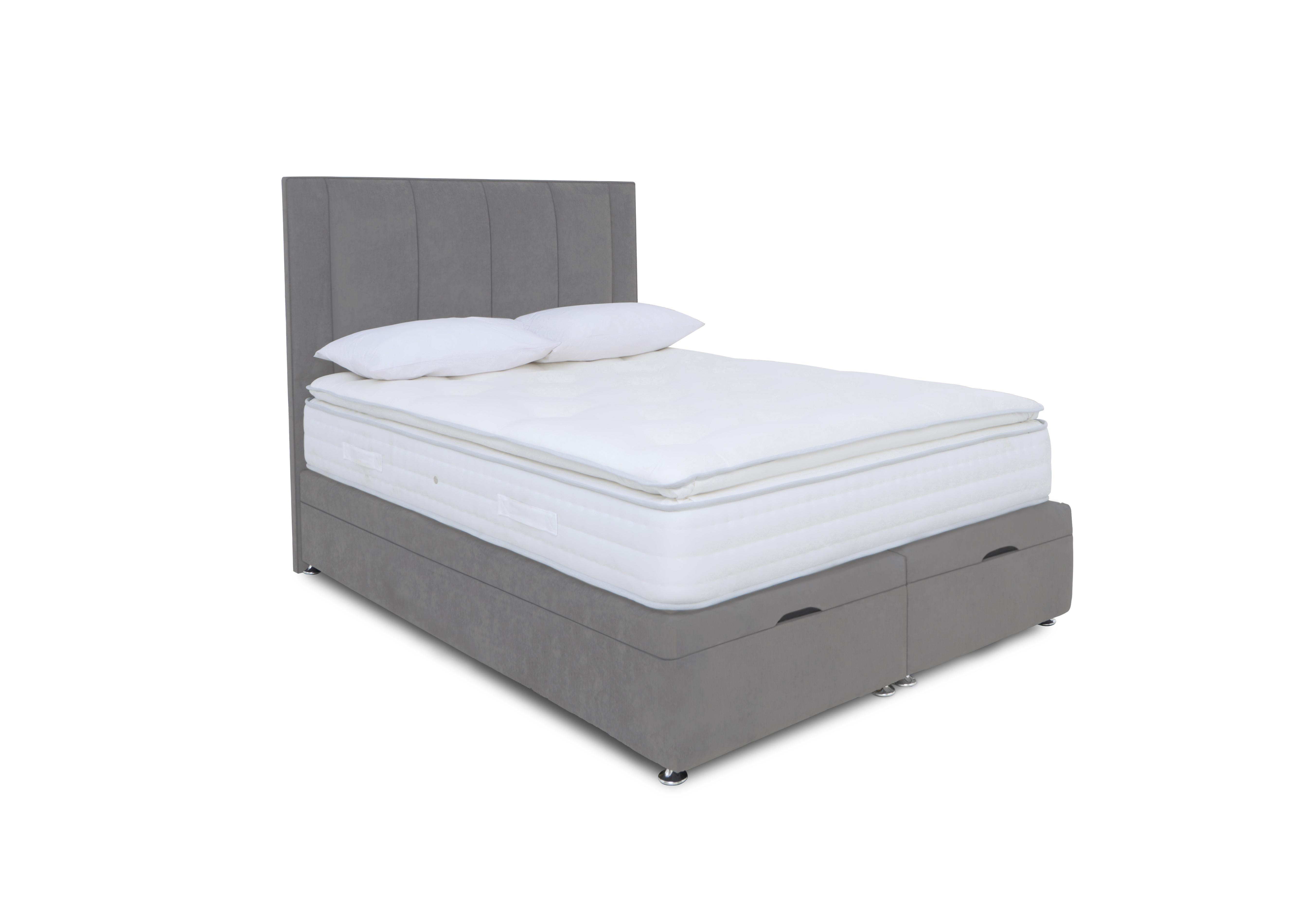 Pocket Pillowtop Manual End Ottoman Divan Set in Plush Argent on Furniture Village