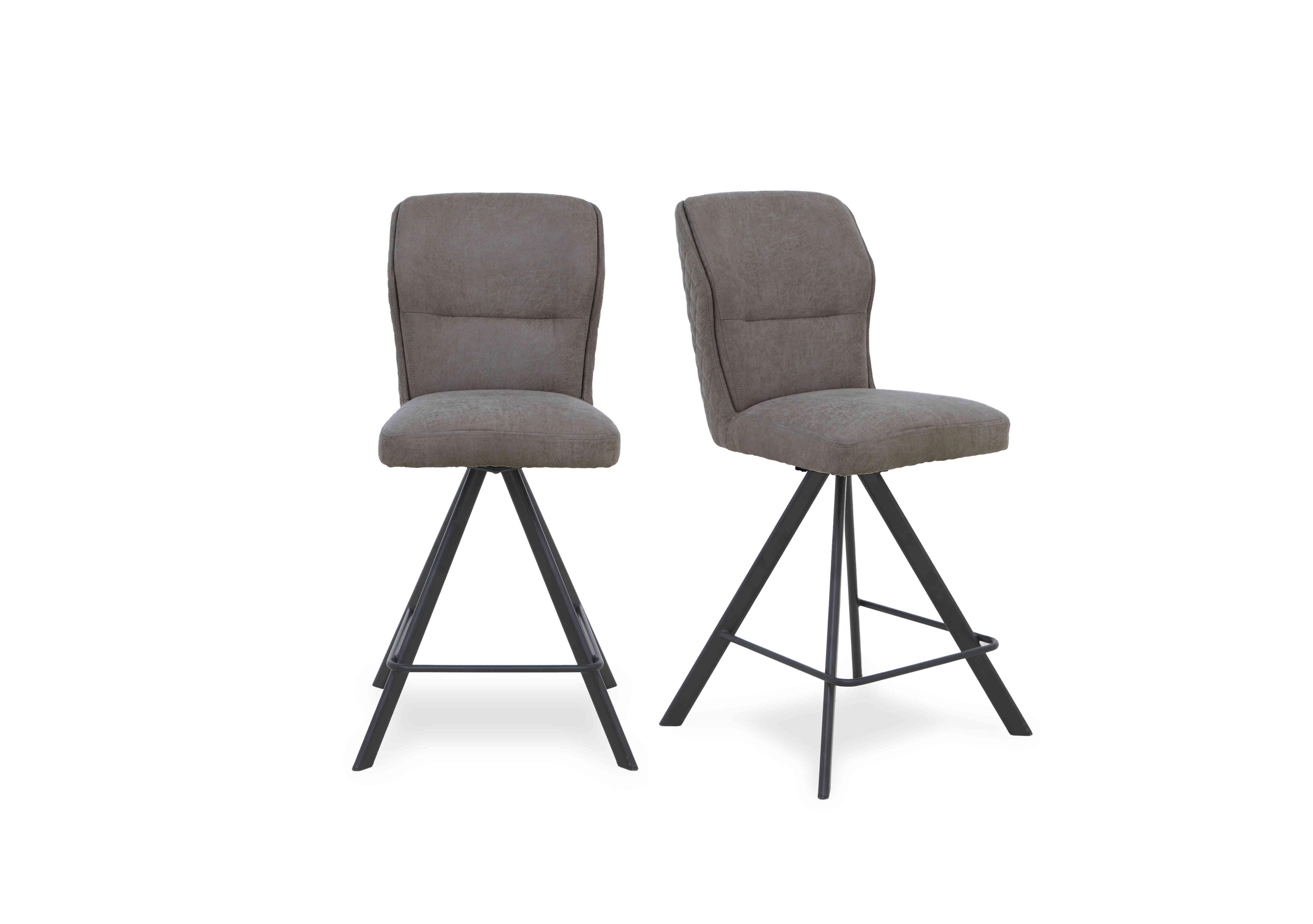 Loki Pair of Swivel Bar Stools in Steel on Furniture Village