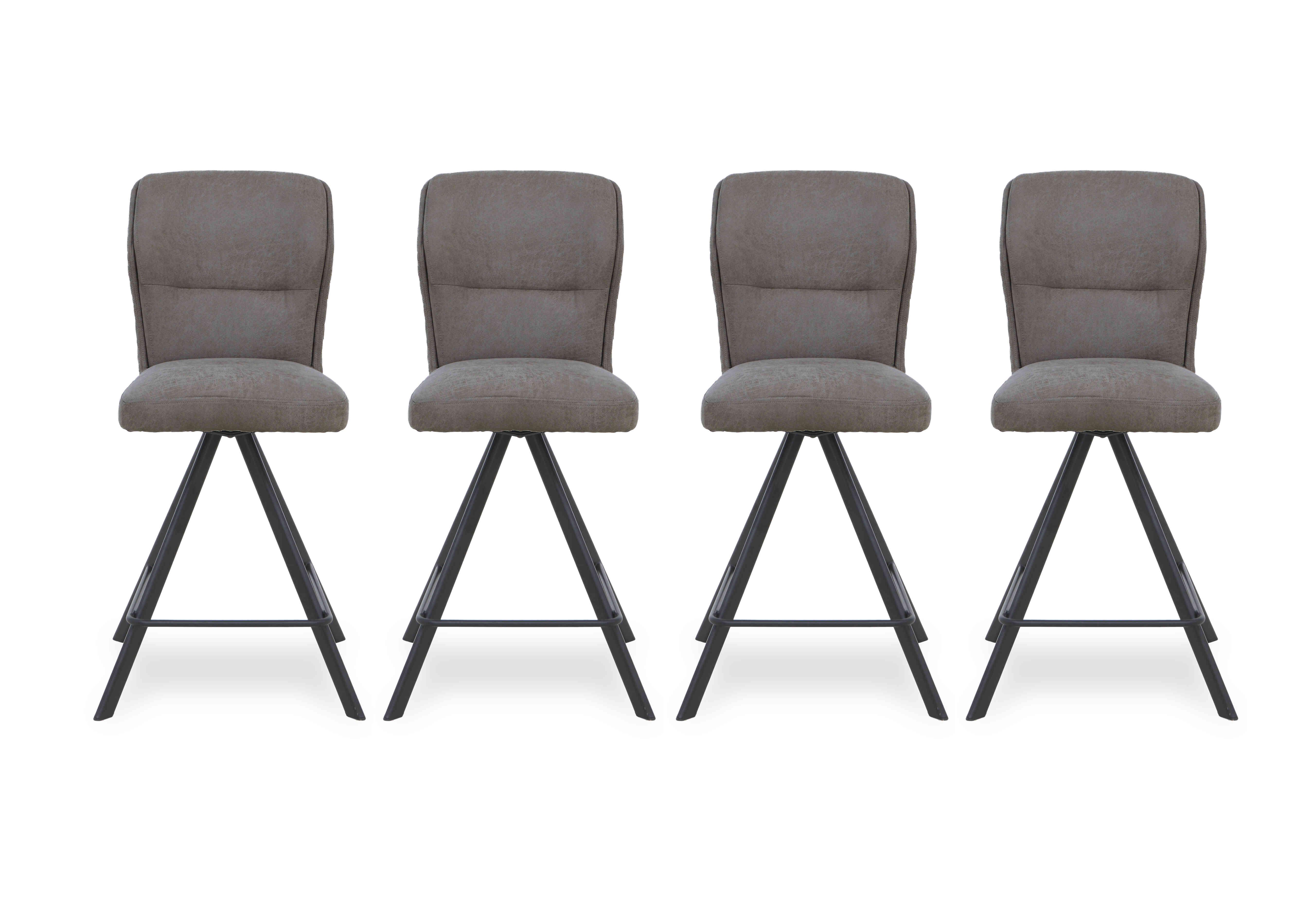 Loki Set of 4 Swivel Bar Stools in Steel on Furniture Village