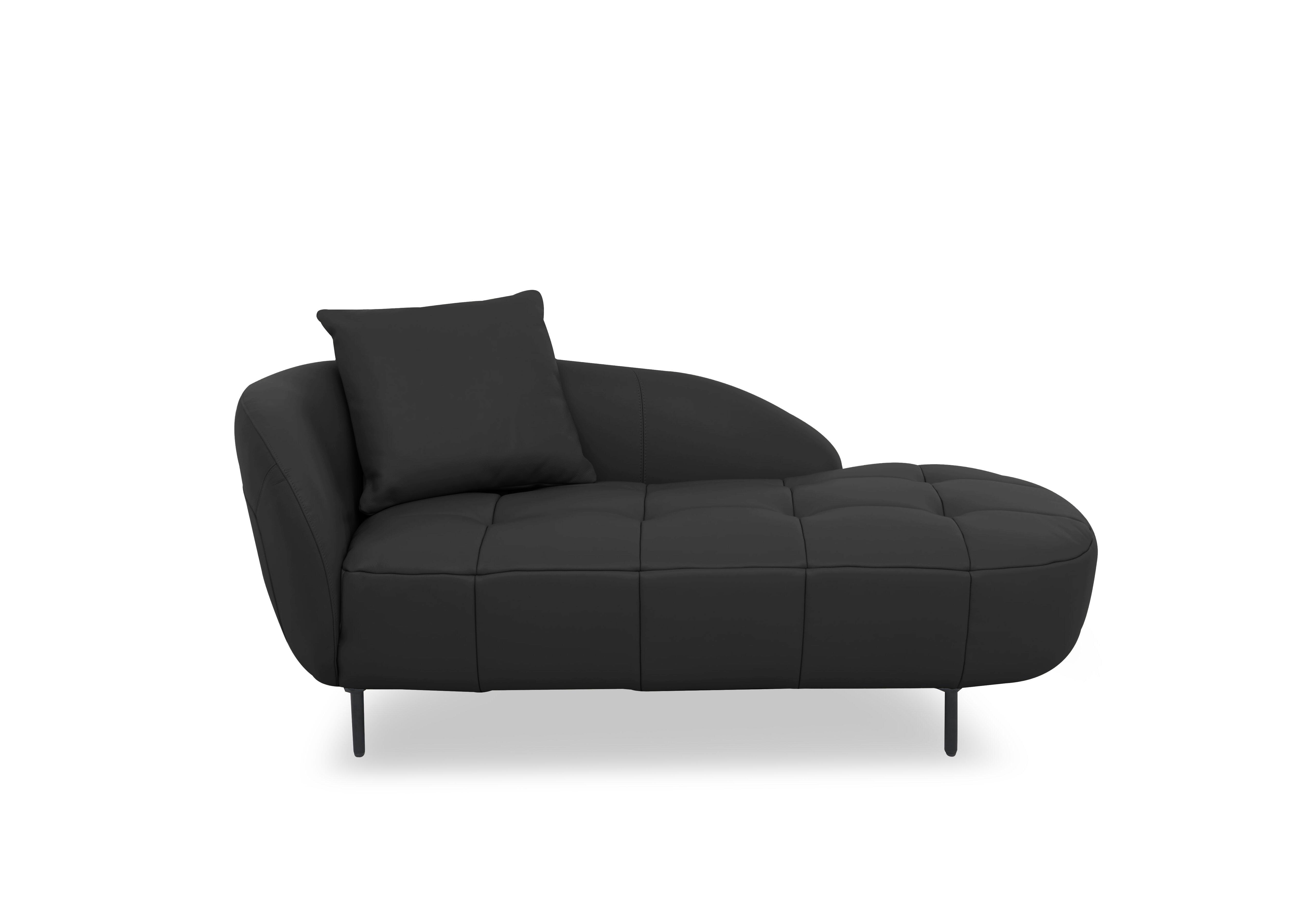 Bridgerton Leather Chaise in Nc-023c Black on Furniture Village