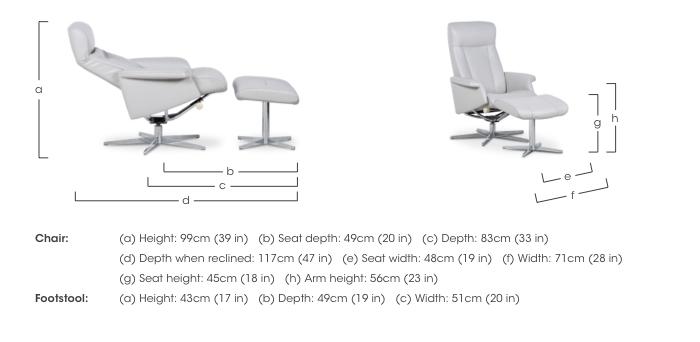 Bergen Small Leather Swivel Chair and Footstool with Chrome Base in  on Furniture Village