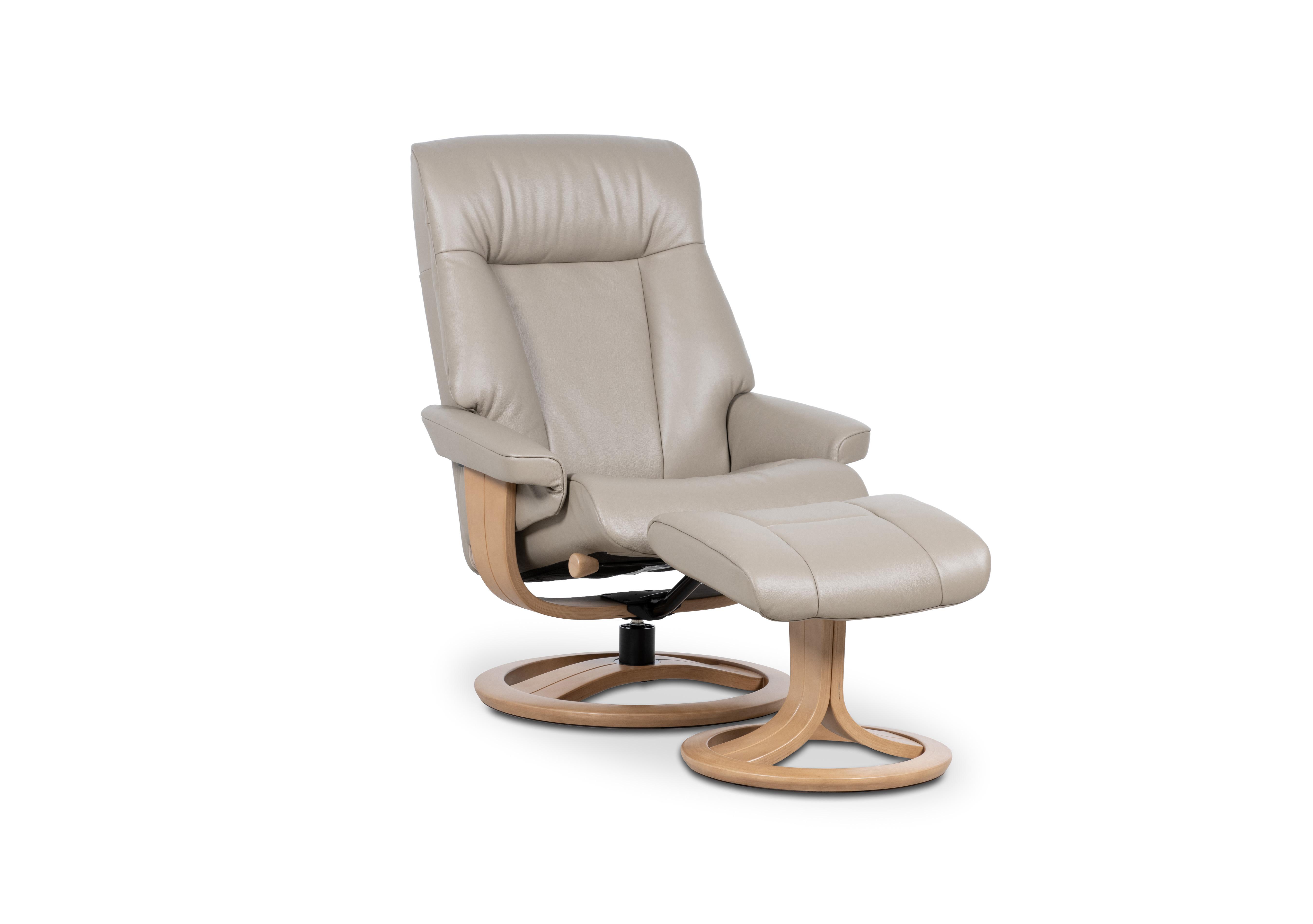 Tromso Large Leather Swivel Chair and Footstool in Essenza Pebble W905 Oak on Furniture Village