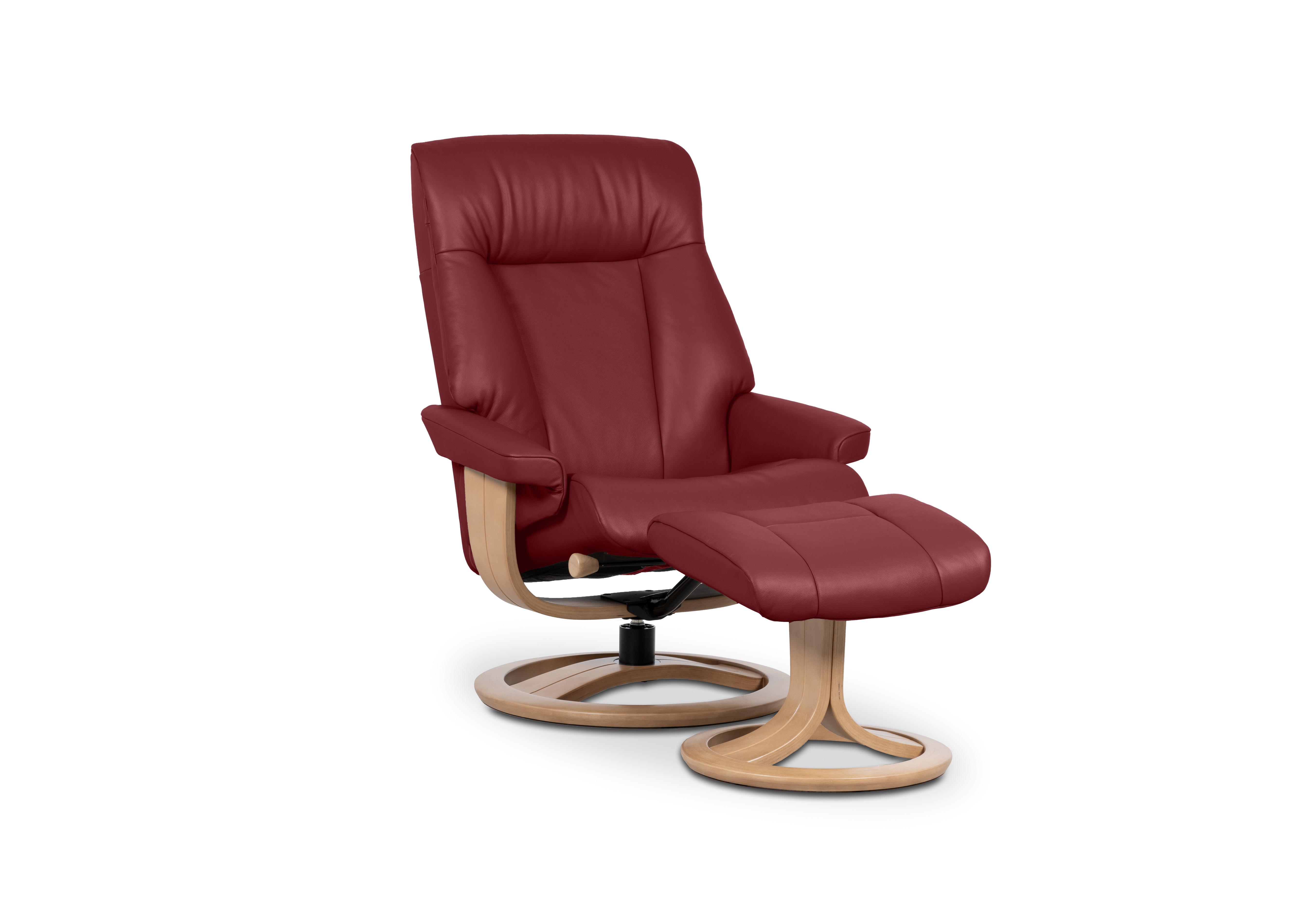 Tromso Large Leather Swivel Chair and Footstool in Grace Ferrari W905 Oak on Furniture Village