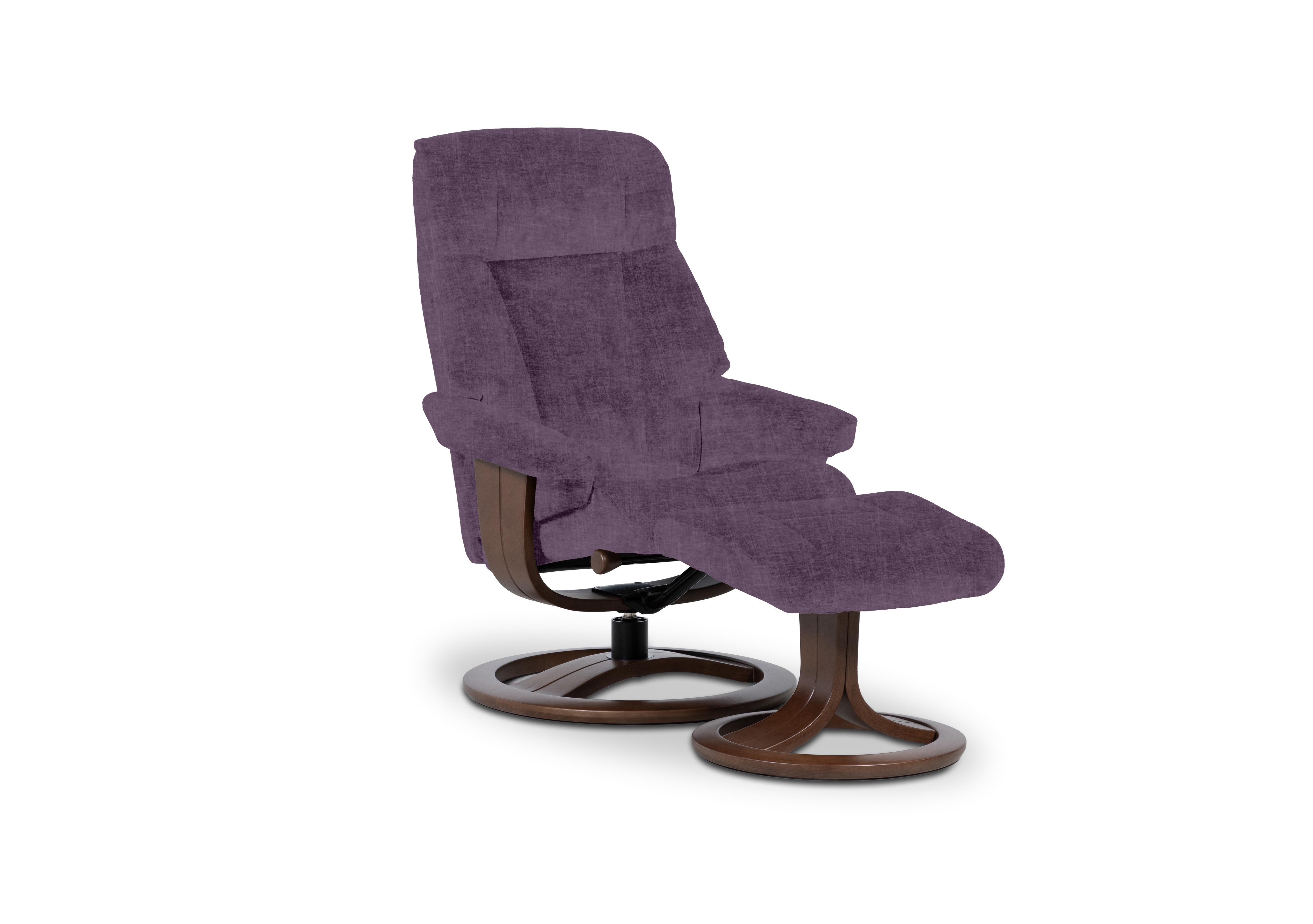 Tromso Medium Fabric Swivel Chair and Footstool in Ambler Amethyst W904 Wal on Furniture Village