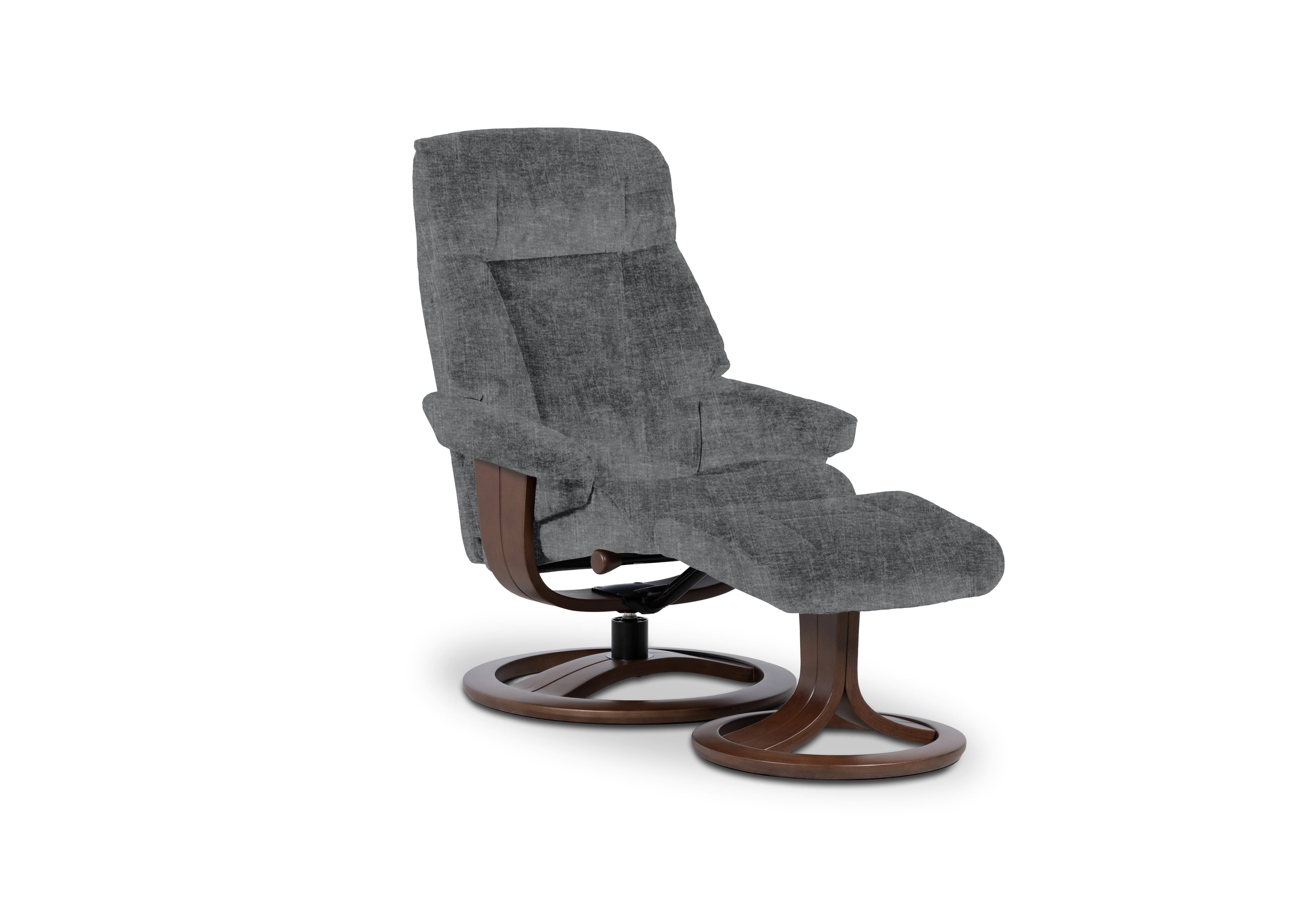 Tromso Medium Fabric Swivel Chair and Footstool in Ambler Flagstone W904 Wal on Furniture Village