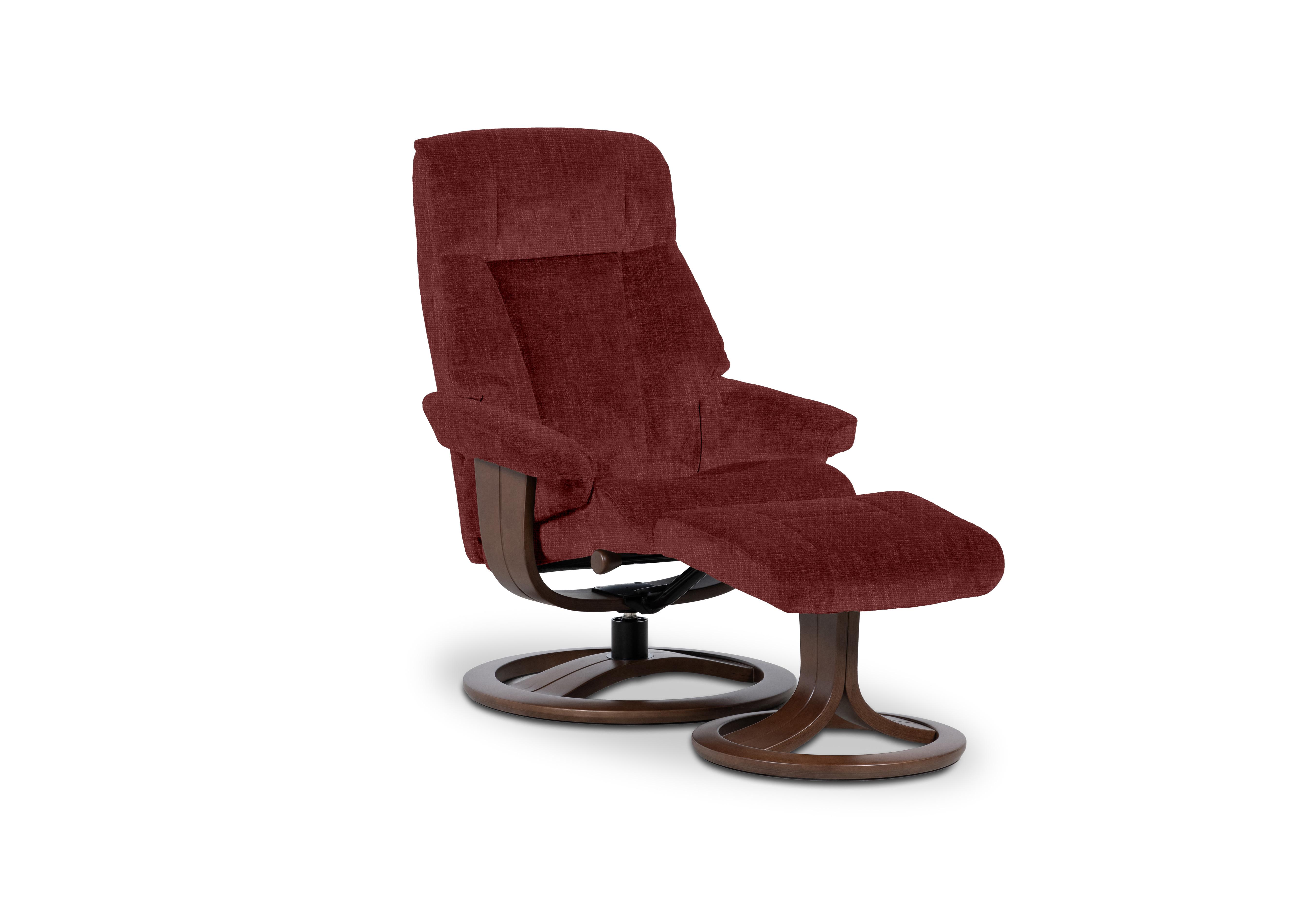 Tromso Medium Fabric Swivel Chair and Footstool in Beamer Brick W904 Wal on Furniture Village