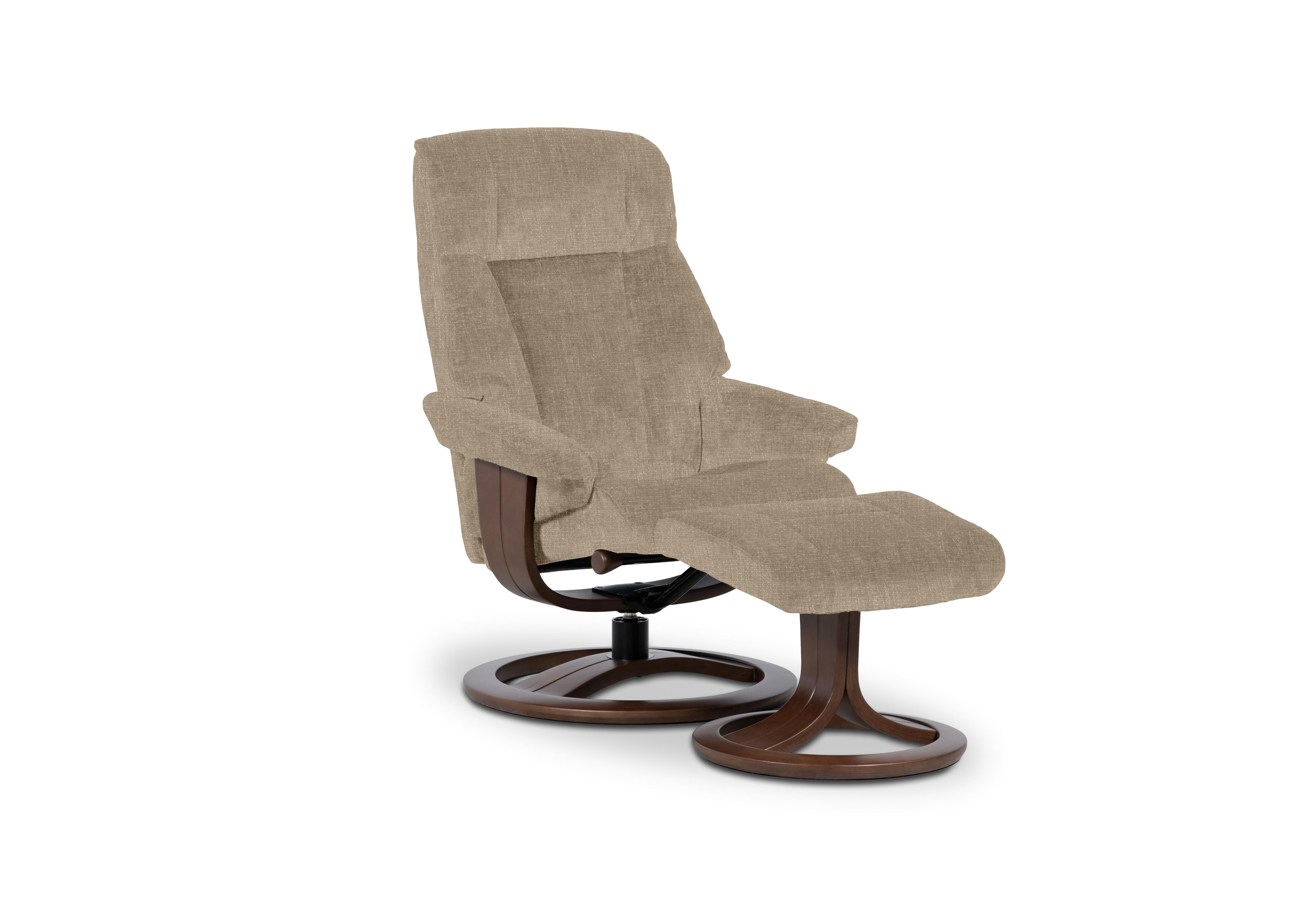Tromso Medium Fabric Swivel Chair and Footstool in Beamer Karamac W904 Wal on Furniture Village