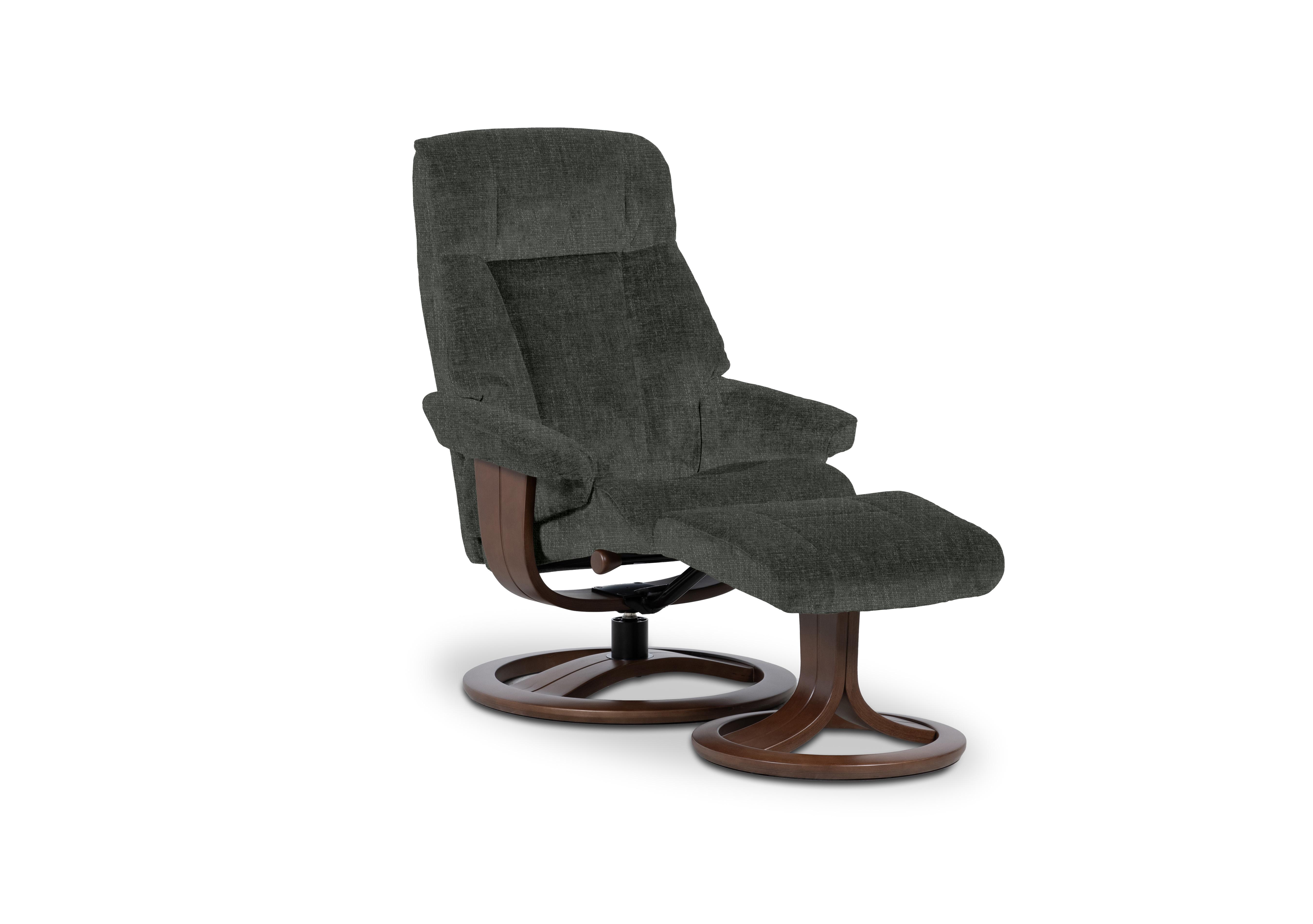 Tromso Medium Fabric Swivel Chair and Footstool in Beamer Lichen W904 Wal on Furniture Village