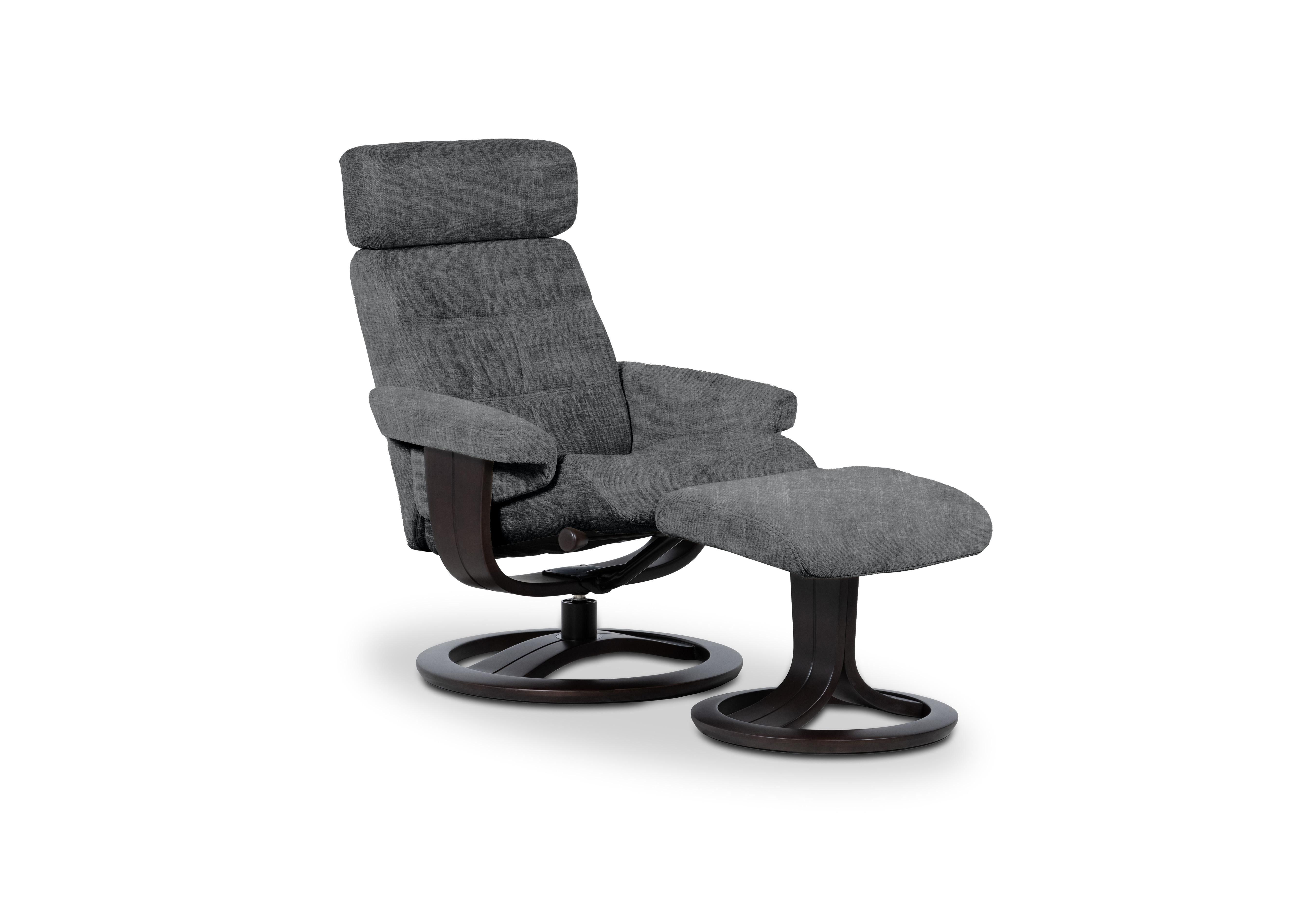 Odense Large Fabric Swivel Chair and Footstool in Ambler Flagstone W902 Wenge on Furniture Village