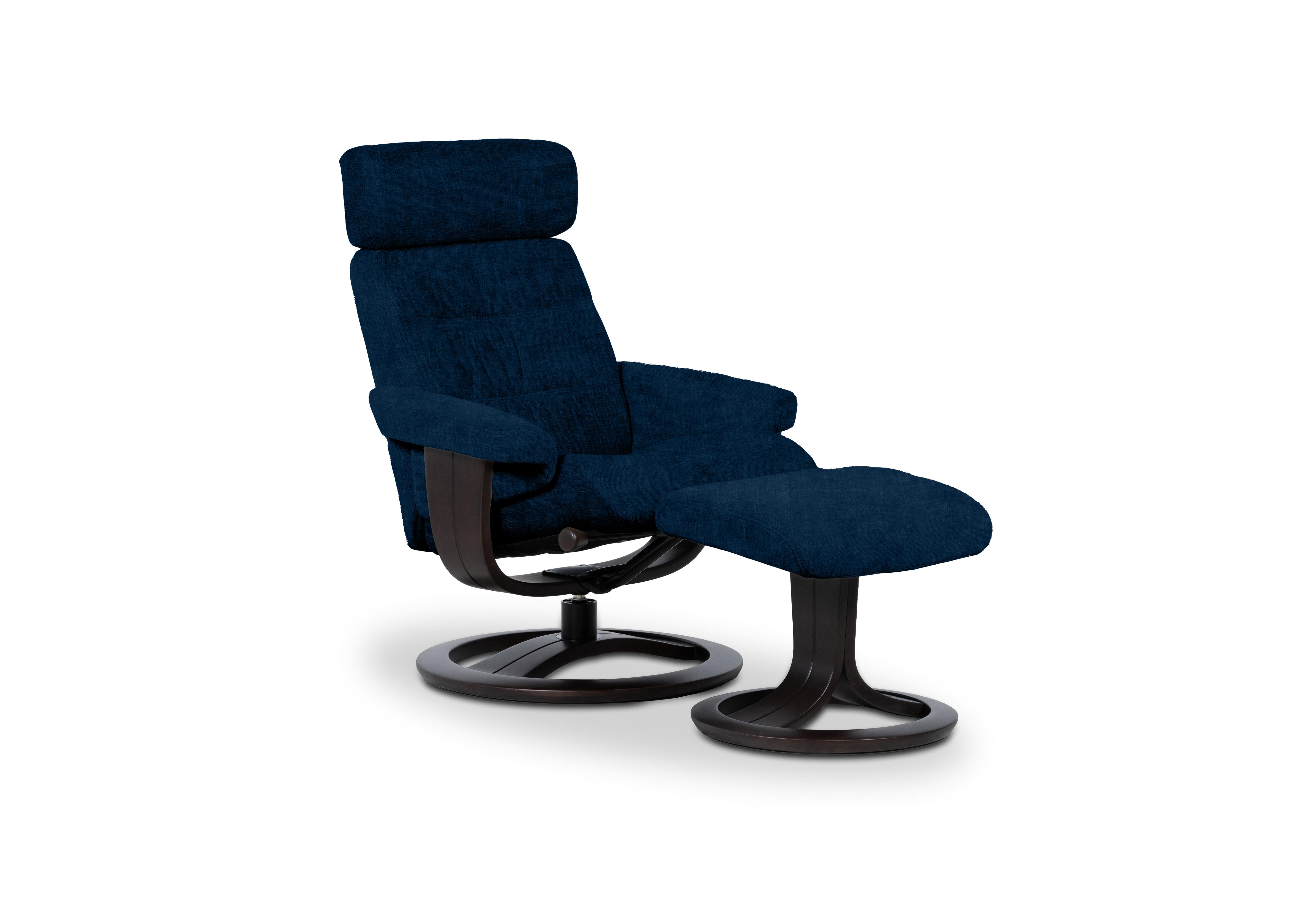 Odense Large Fabric Swivel Chair and Footstool in Ambler Oxford W902 Wenge on Furniture Village