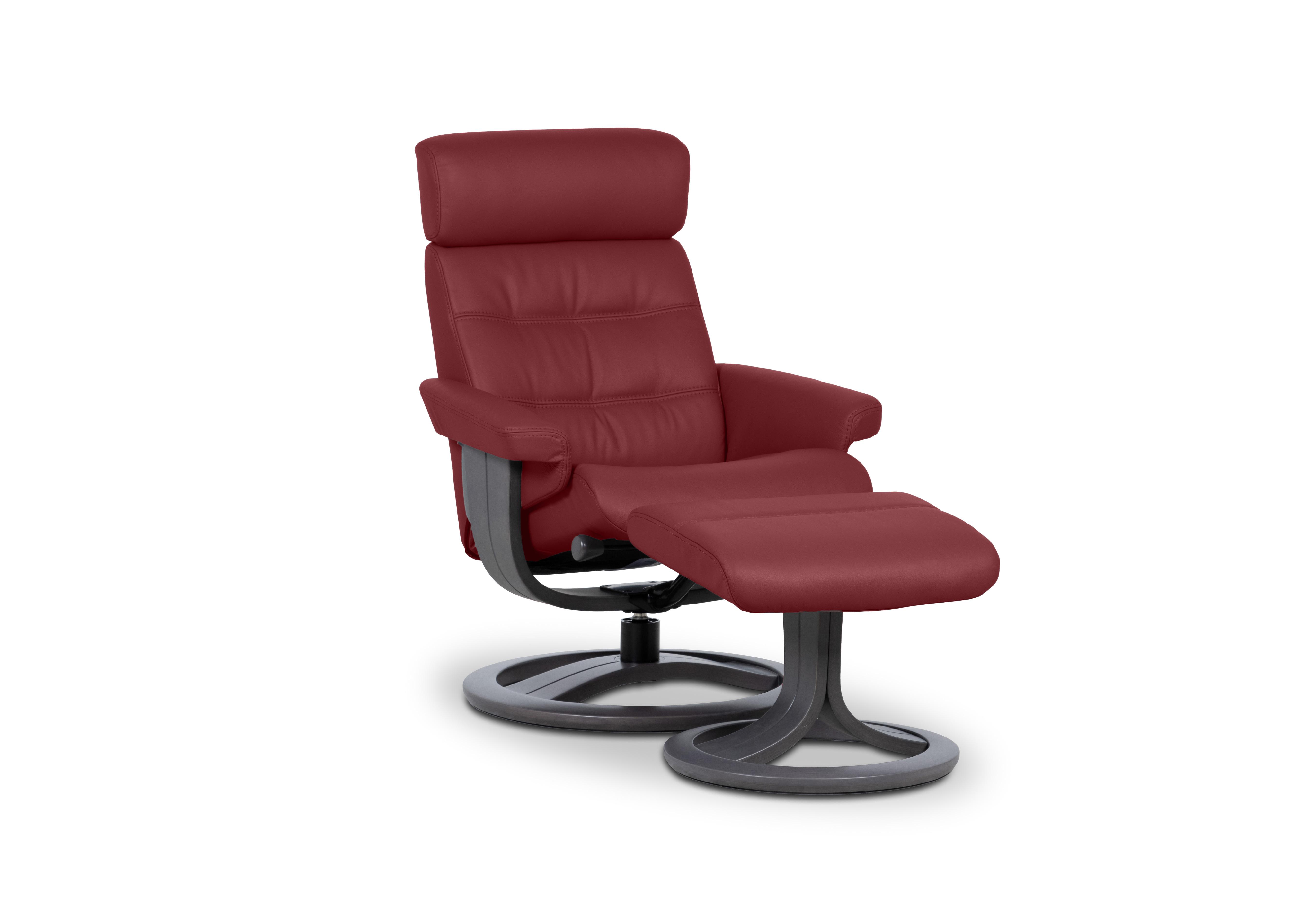 Odense Medium Leather Swivel Chair and Footstool in Grace Ferrari W903 Grey on Furniture Village