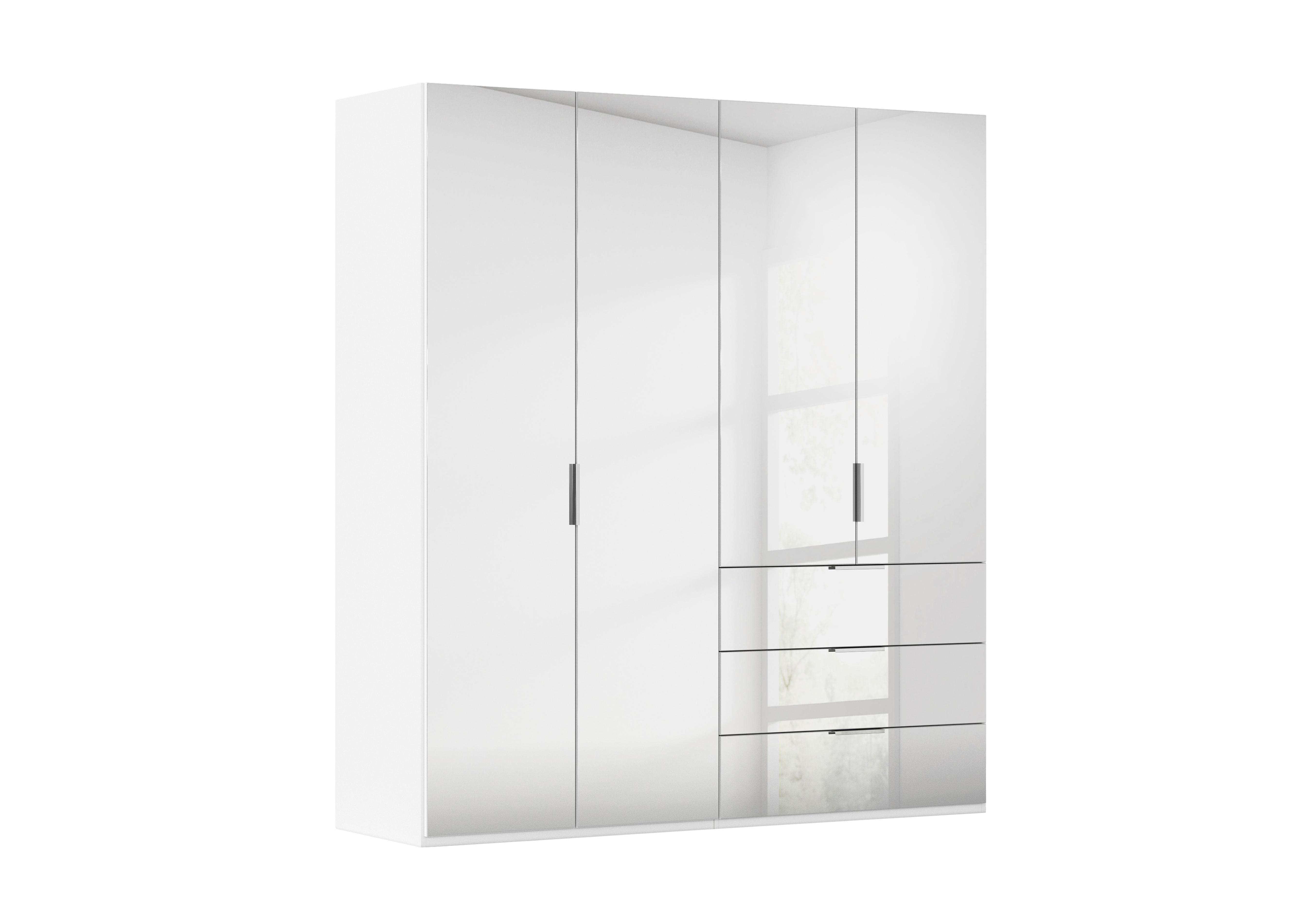 Formes 4 Door Bifold Combi Mirror Wardrobe in A130b White White Front on Furniture Village