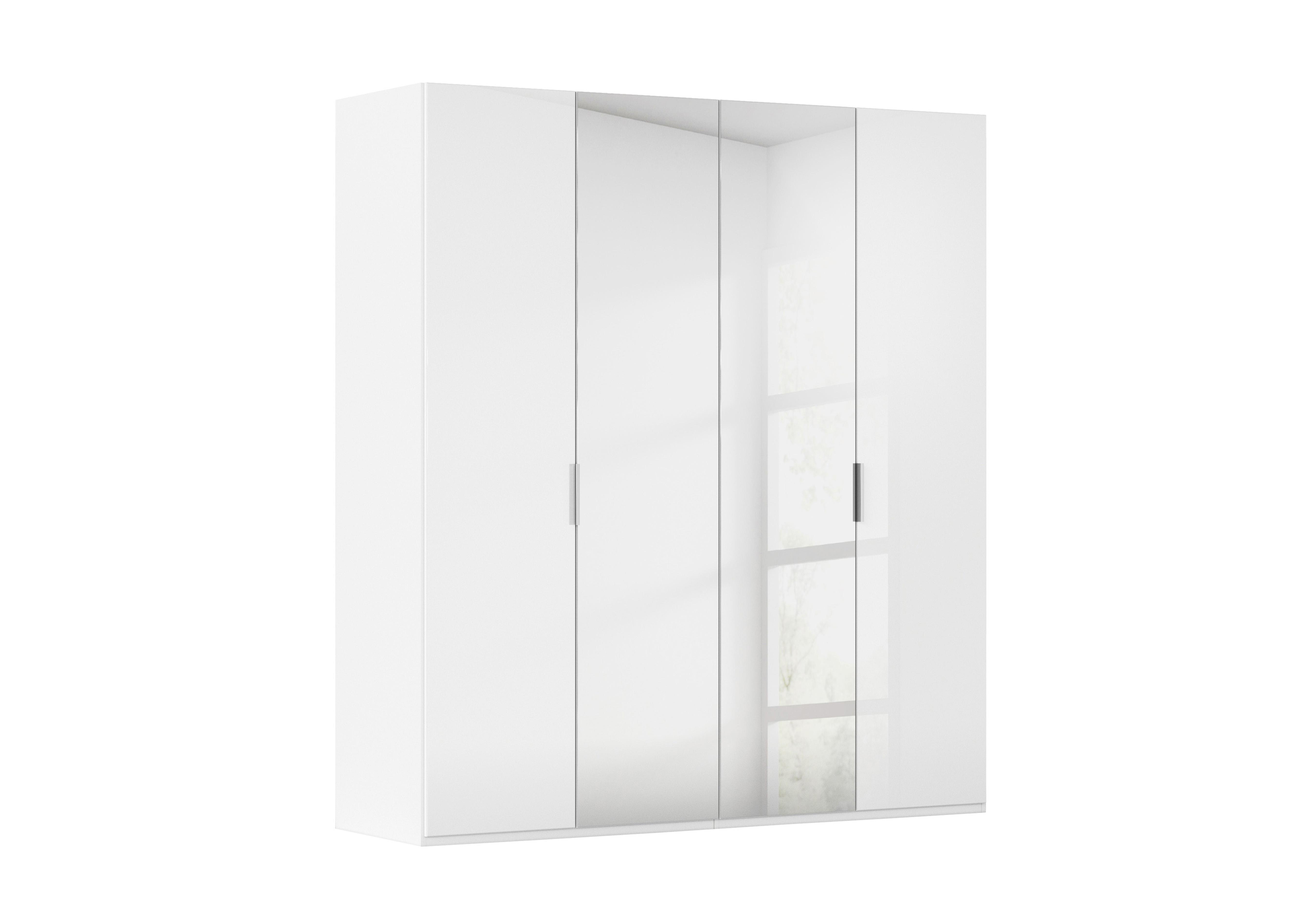 Formes 4 Door Bifold Glass Wardrobe with 2 Mirror Doors in A131b White White Front on Furniture Village