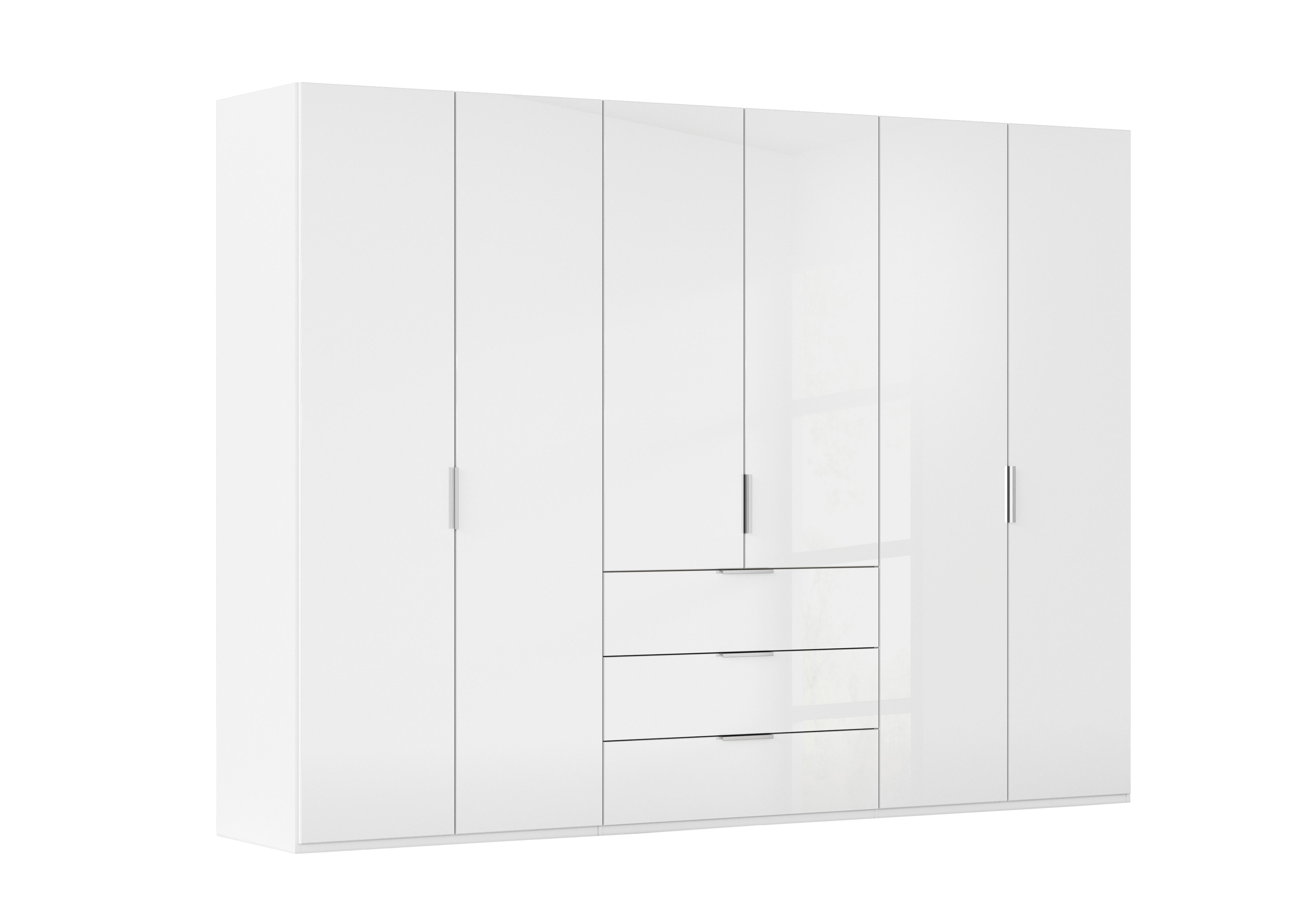 Formes 6 Door Bifold Combi Glass Wardrobe in A131b White White Front on Furniture Village