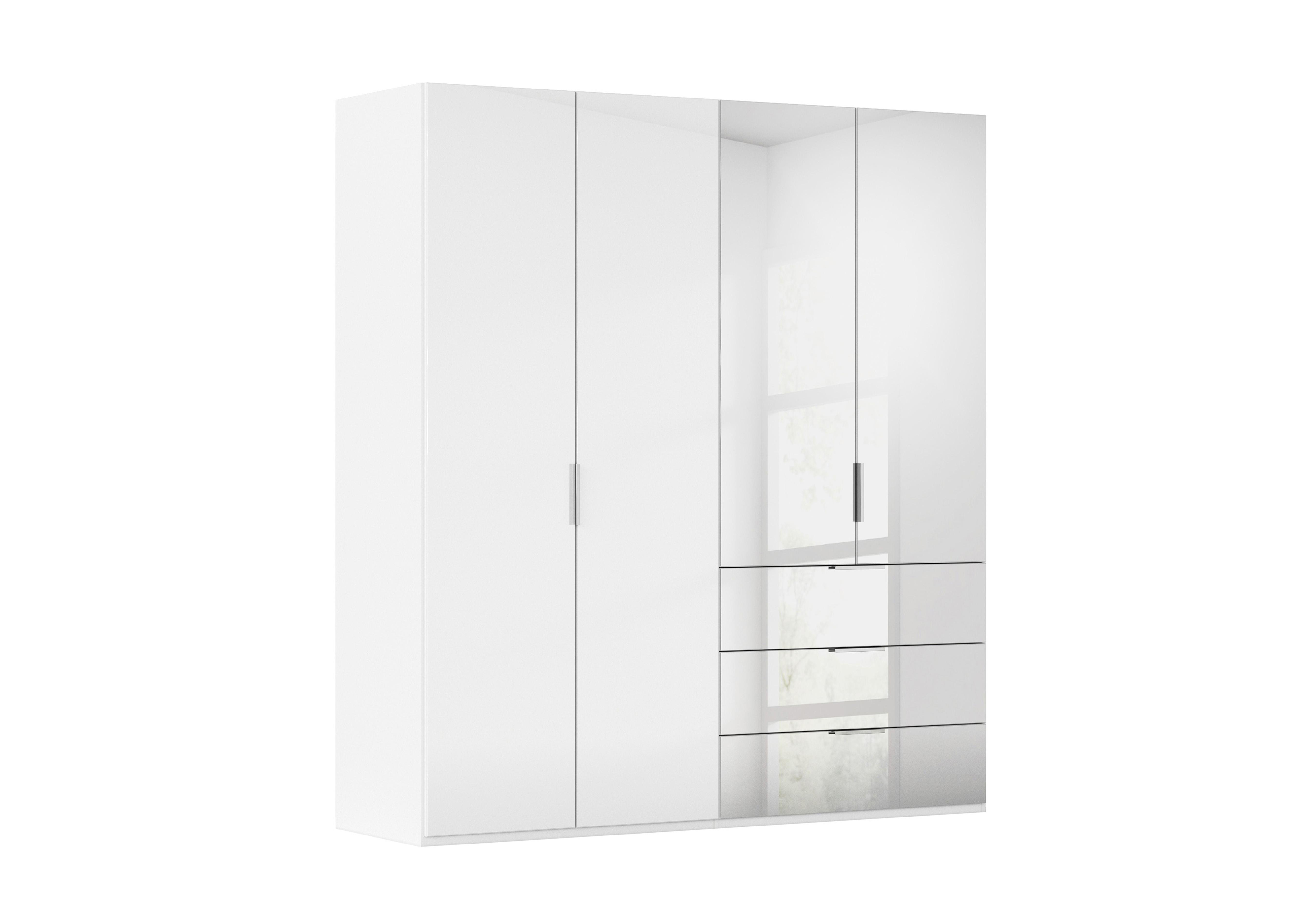 Formes 4 Door Bifold Combi Wardrobe with 2 Full-Height Glass Doors in A131b White White Front on Furniture Village