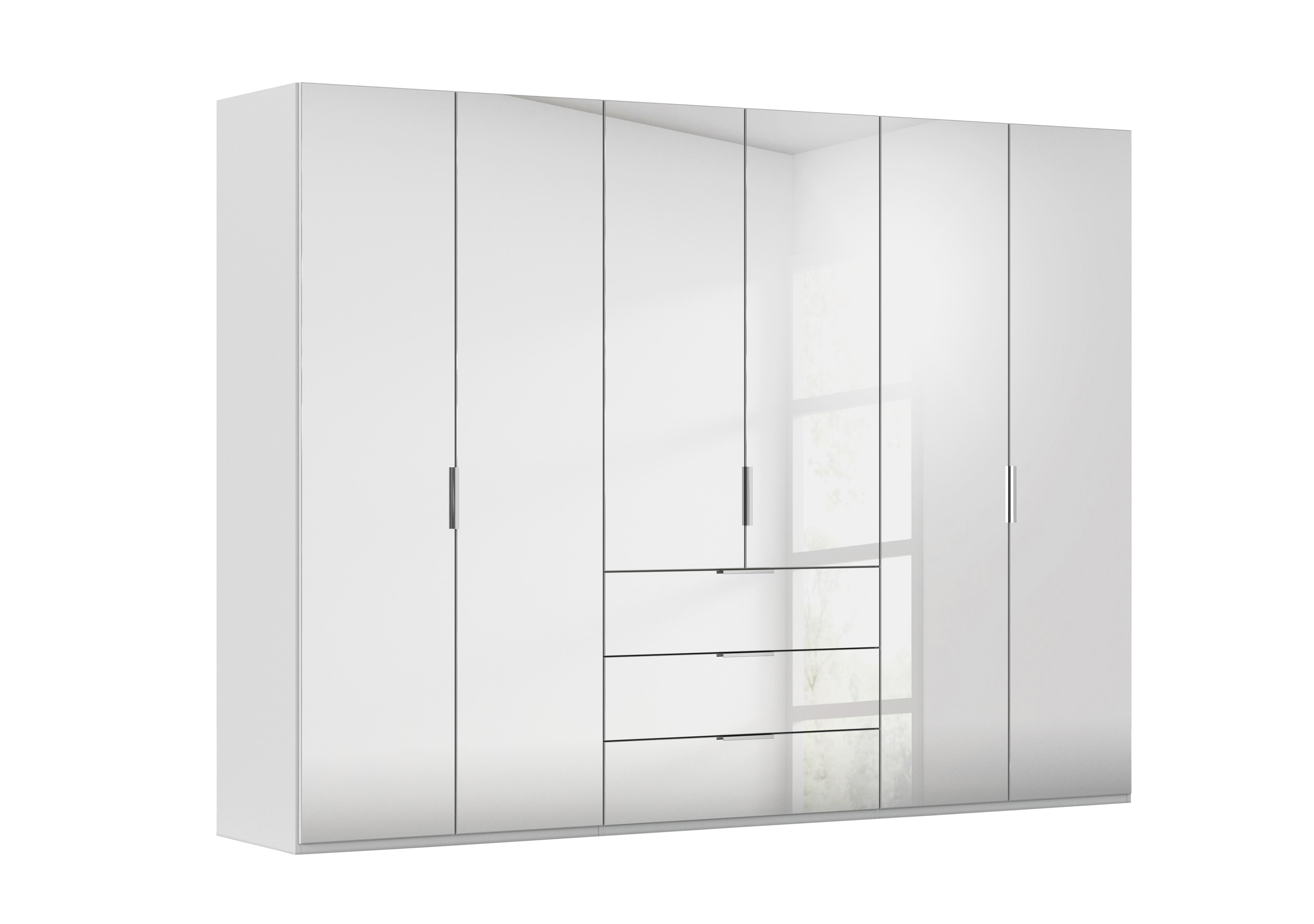 Formes 6 Door Bifold Combi Mirror Wardrobe in A145b Silk Grey Silk Grey Frnt on Furniture Village