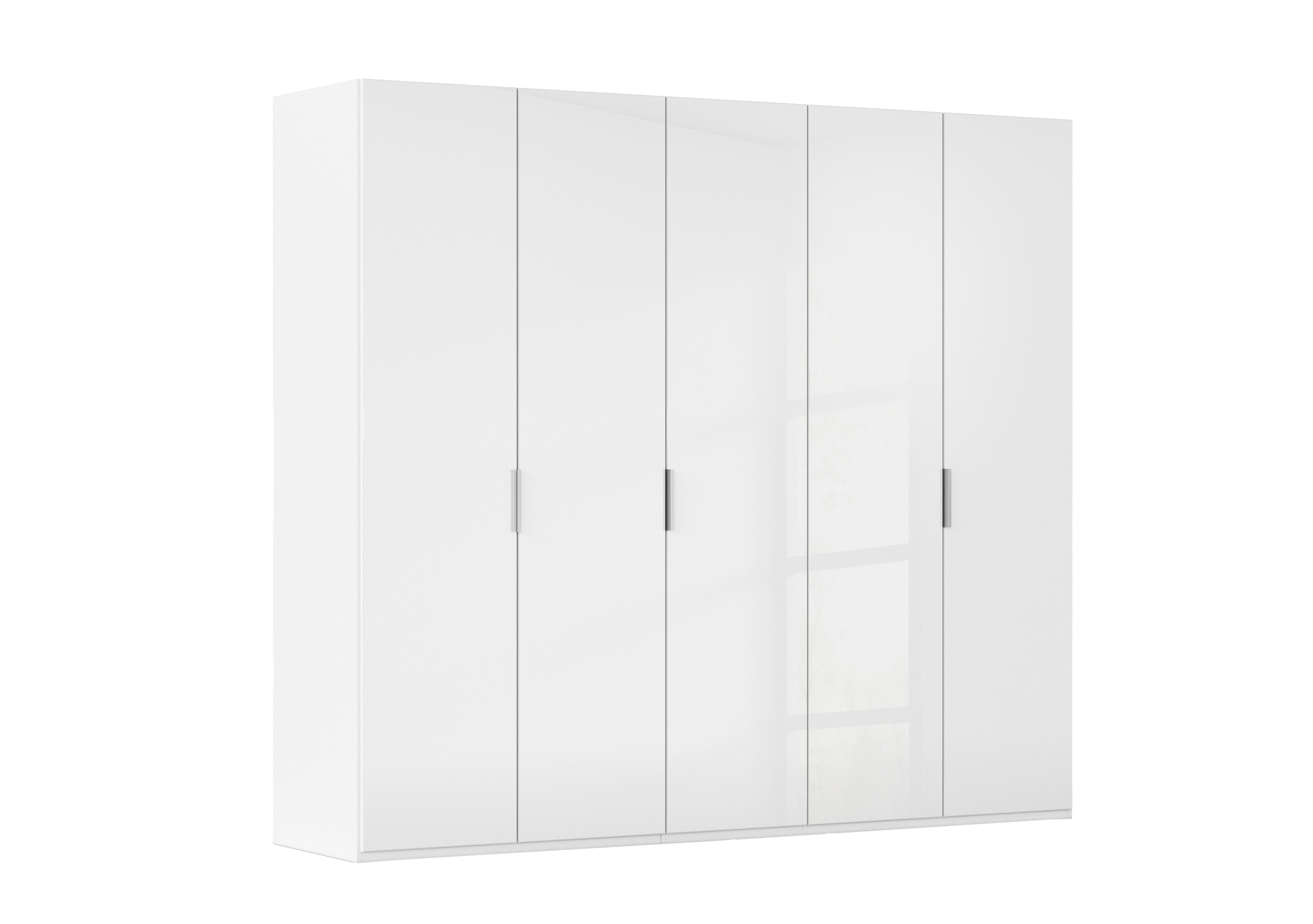 Formes 5 Door Bifold Wardrobe with Glass Doors in A131b White White Front on Furniture Village