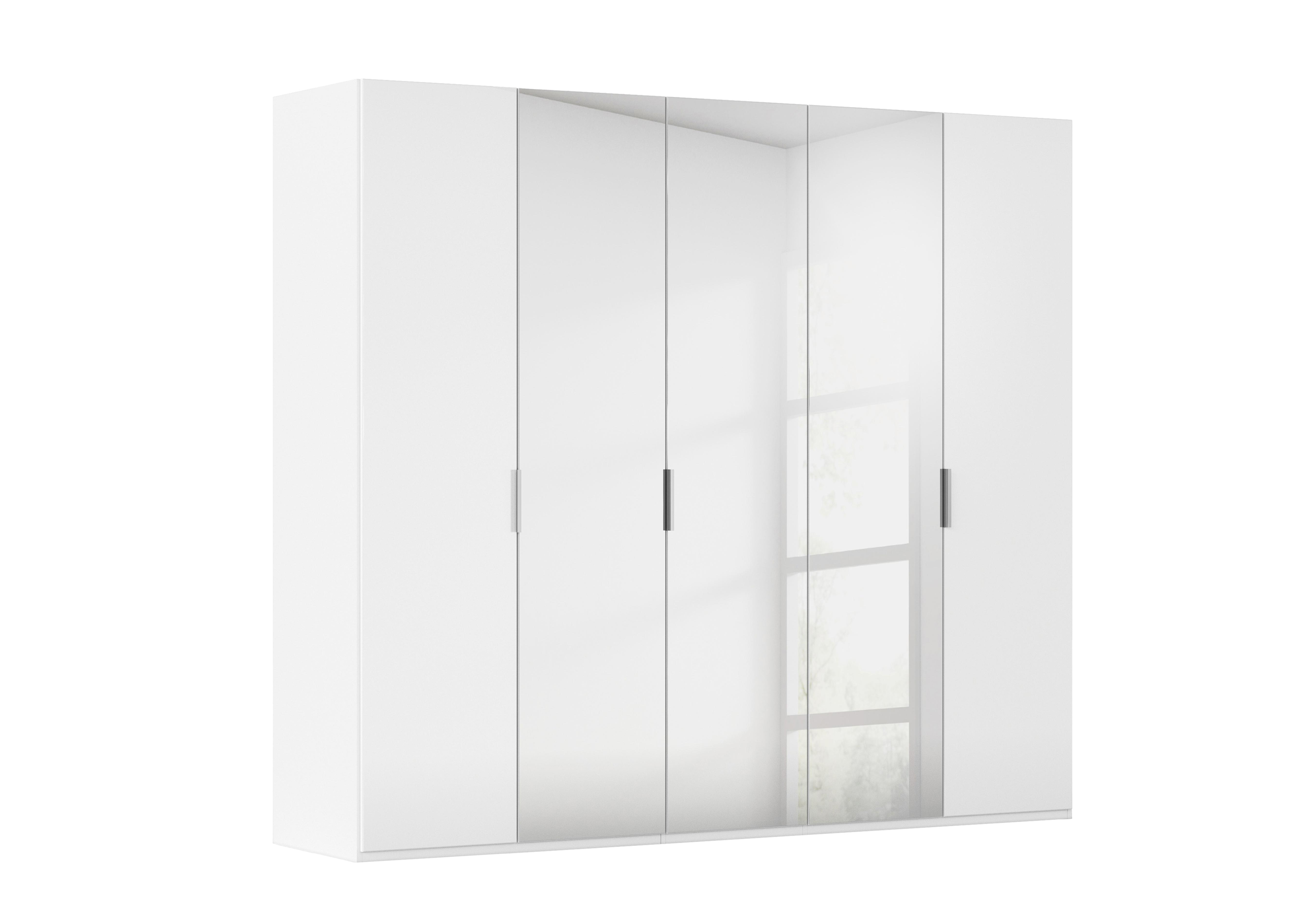 Formes 5 Door Bifold Glass Wardrobe with 3 Mirror Doors in A131b White White Front on Furniture Village