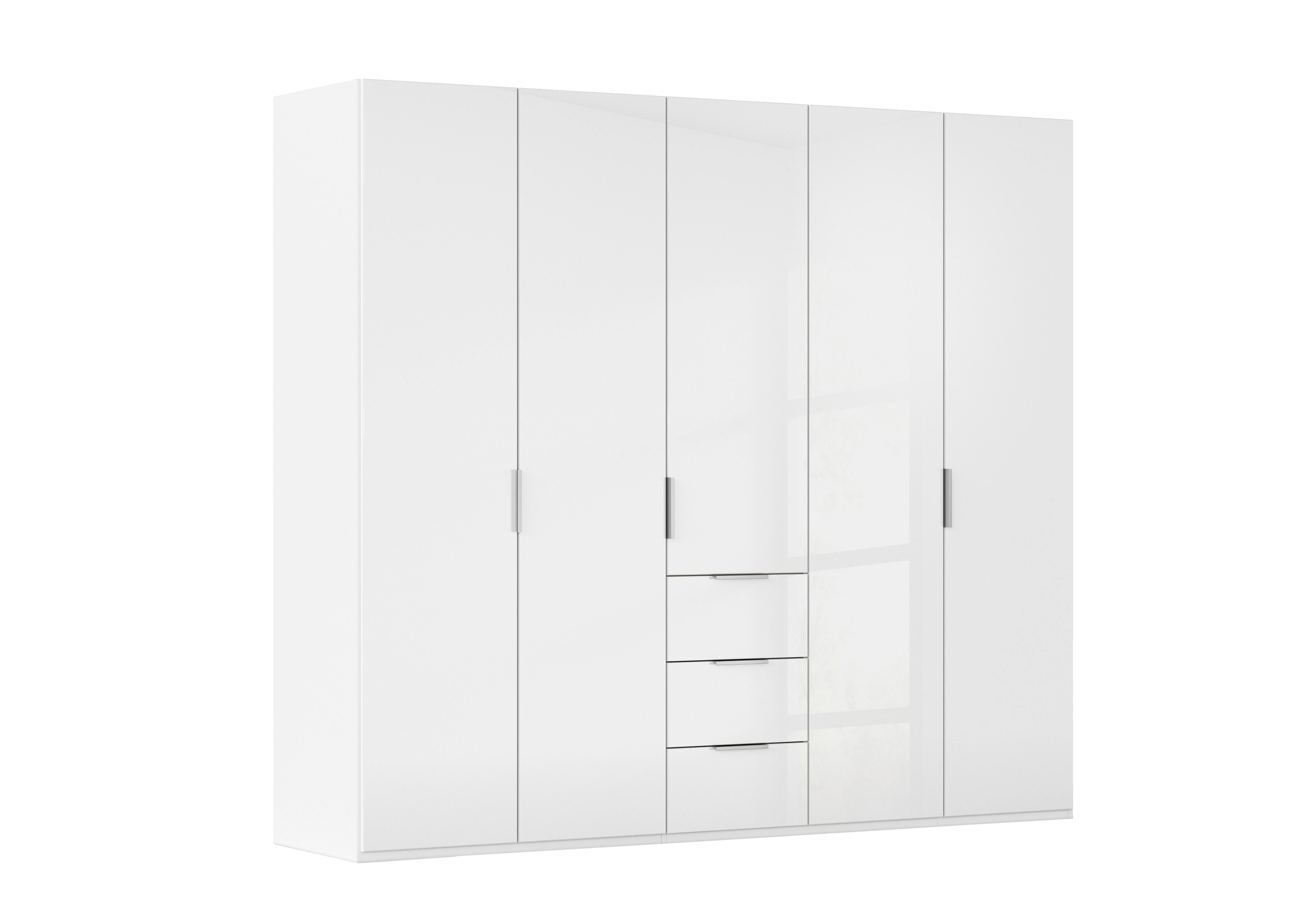 Formes 5 Door Bifold Combi Glass Wardrobe in A131b White White Front on Furniture Village