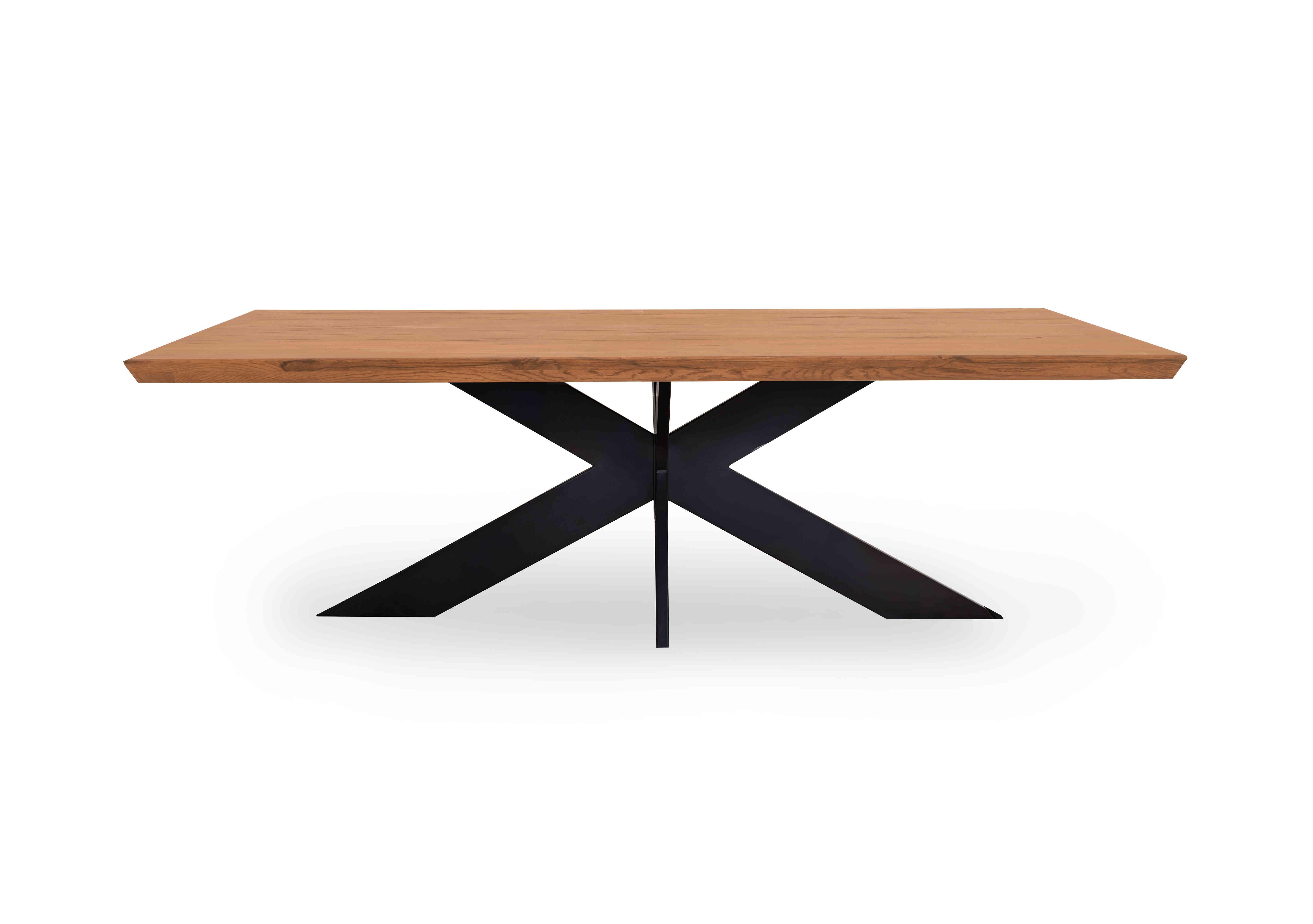 Loki Swiss Edge Dining Table With Metal Star Base in 01 Oiled on Furniture Village
