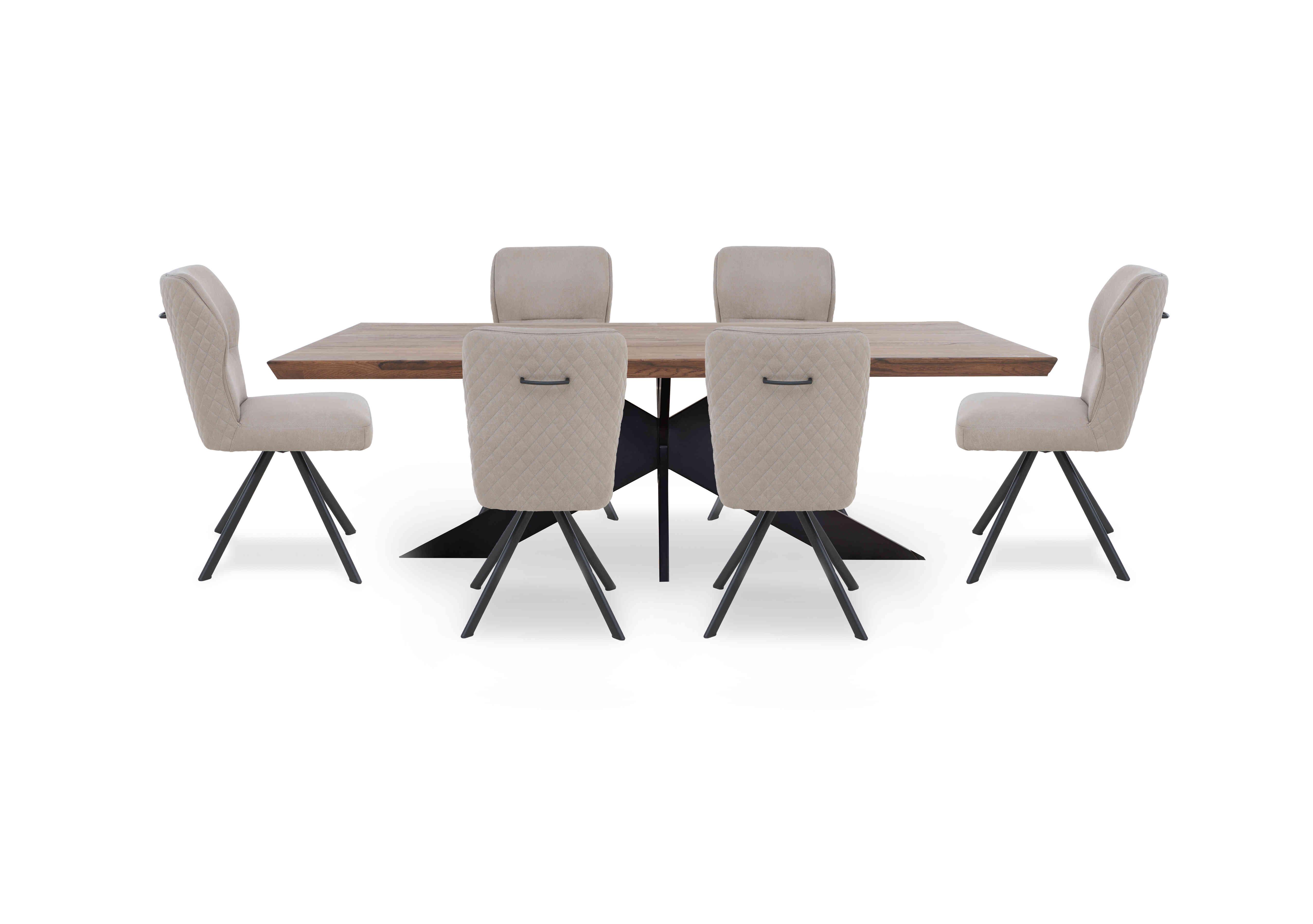 Loki Large Dining Table and 6 Taupe Swivel Dining Chairs in 04 Desert on Furniture Village