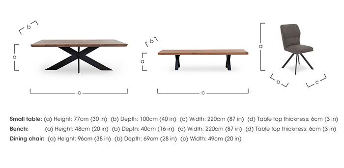 Loki Small Dining Table, Dining Bench and 4 Steel Swivel Dining Chairs in  on Furniture Village