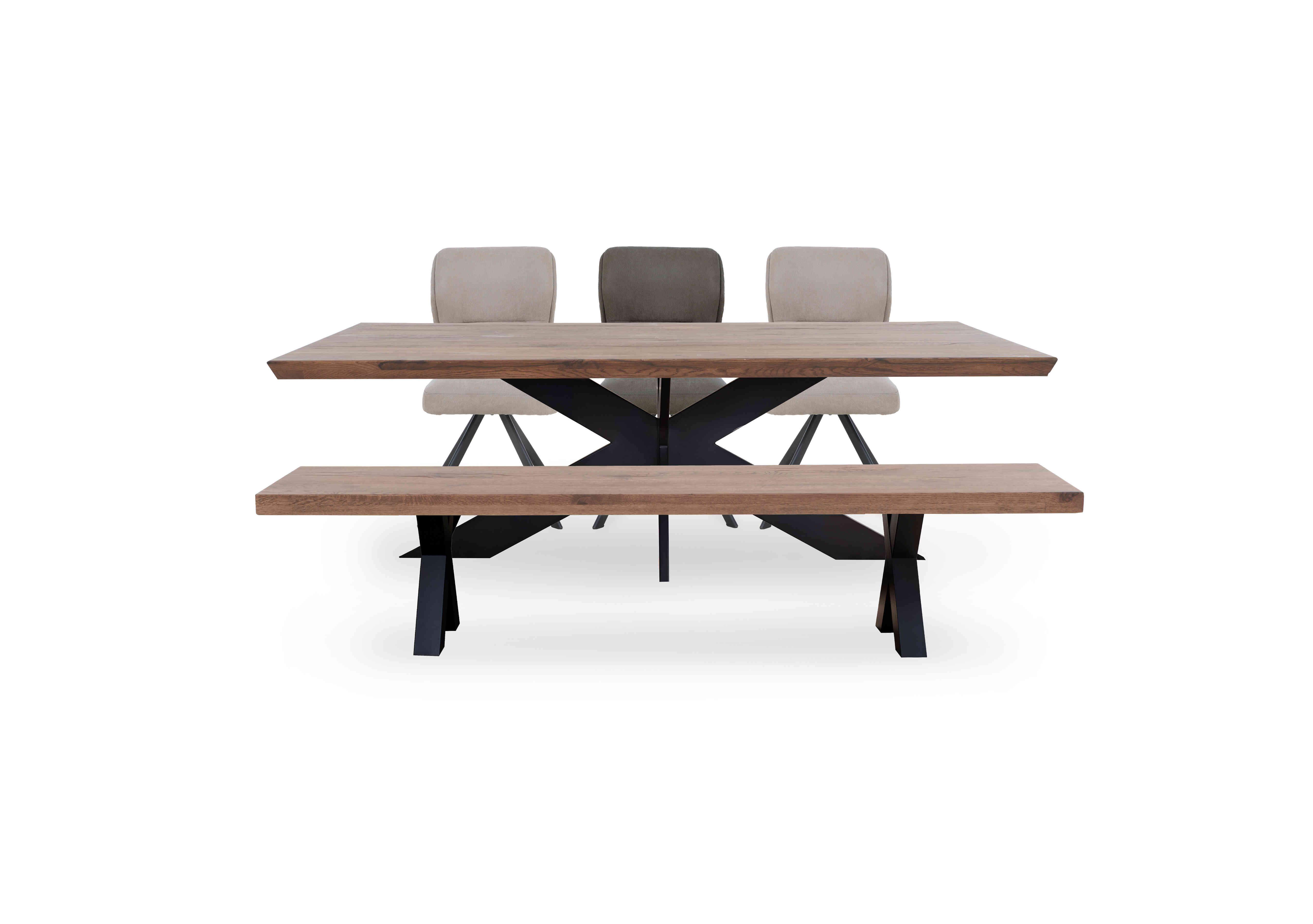 Loki Large Dining Table, Dining Bench and 3 Swivel Dining Chairs in 04 Desert on Furniture Village