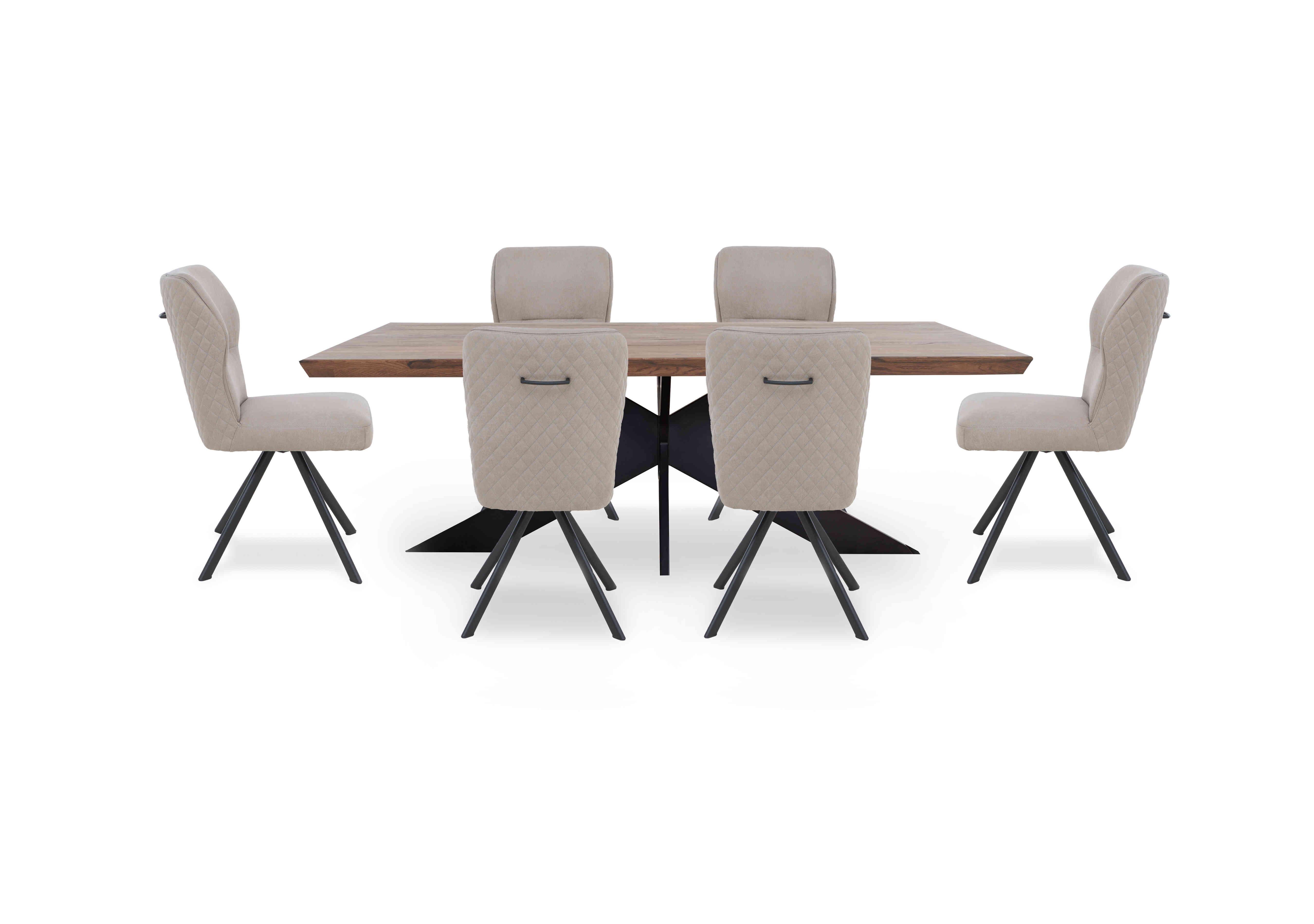 Loki Small Dining Table and 6 Taupe Swivel Dining Chairs in 04 Desert on Furniture Village