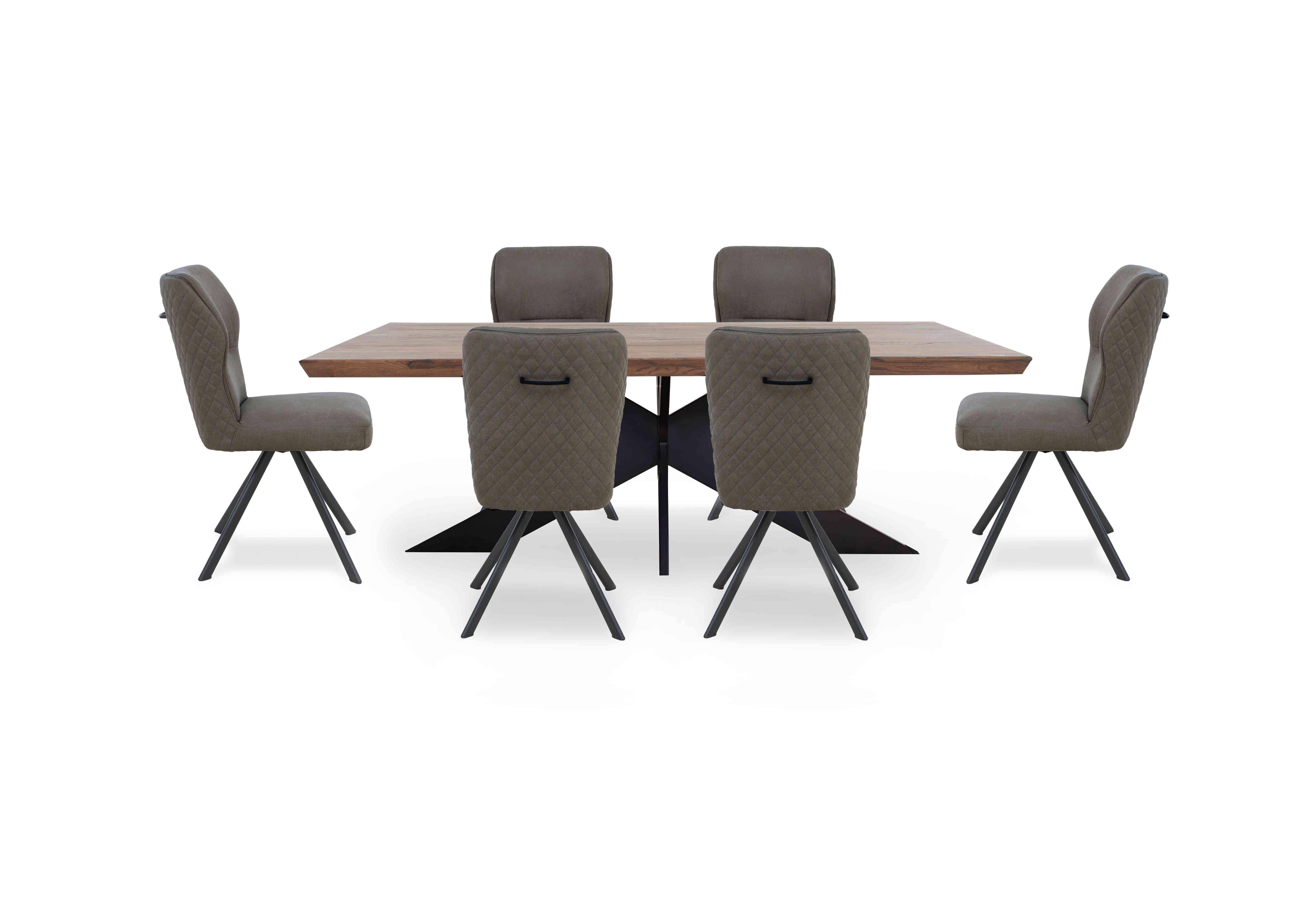 Loki Small Dining Table and 6 Steel Swivel Dining Chairs in 04 Desert on Furniture Village