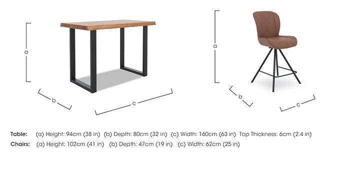 Compact Terra 160cm Raw Edge Bar Table with 4 Cognac Swivel Bar Stools in  on Furniture Village
