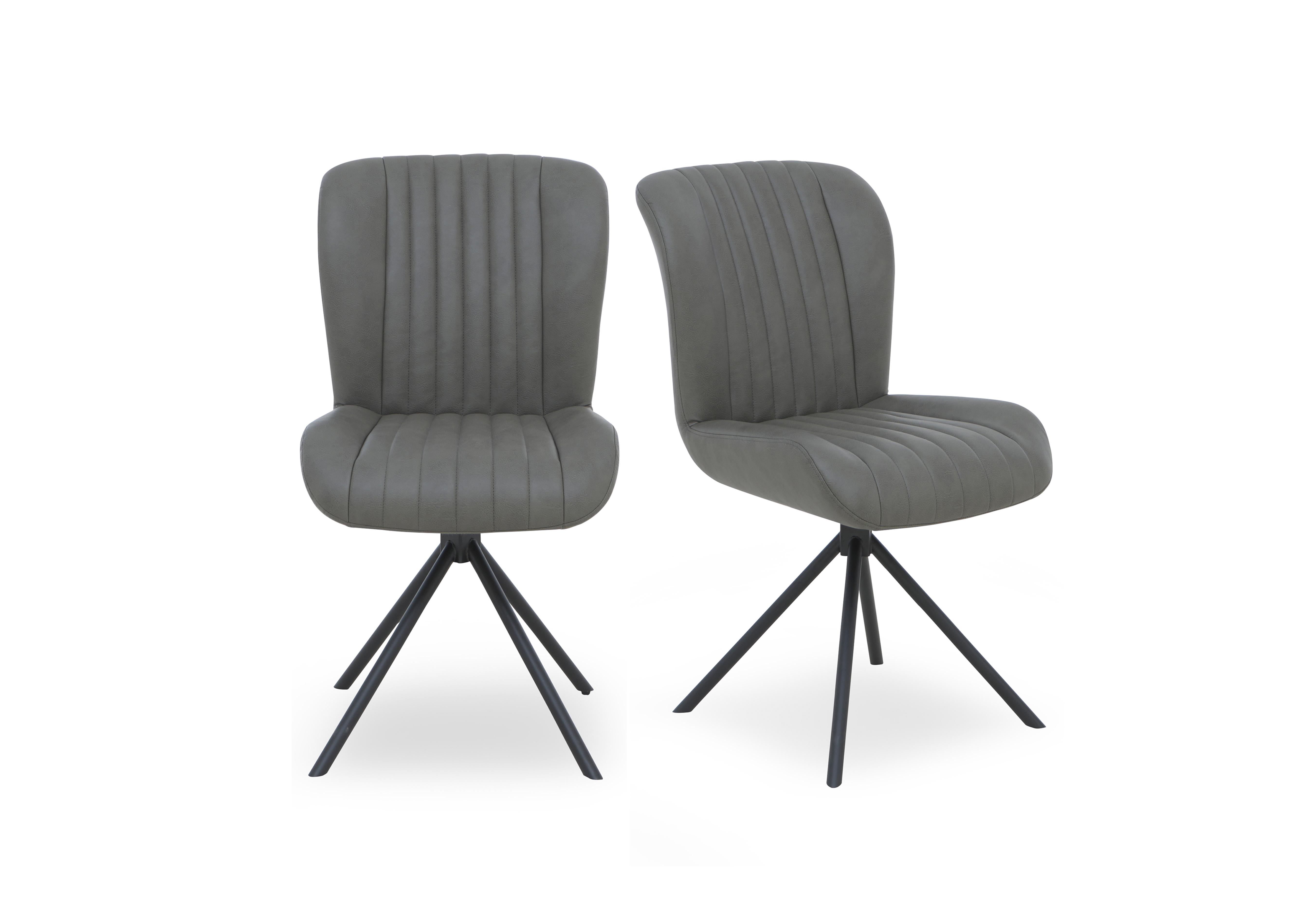Compact Terra Pair of Swivel Dining Chairs in Grey on Furniture Village