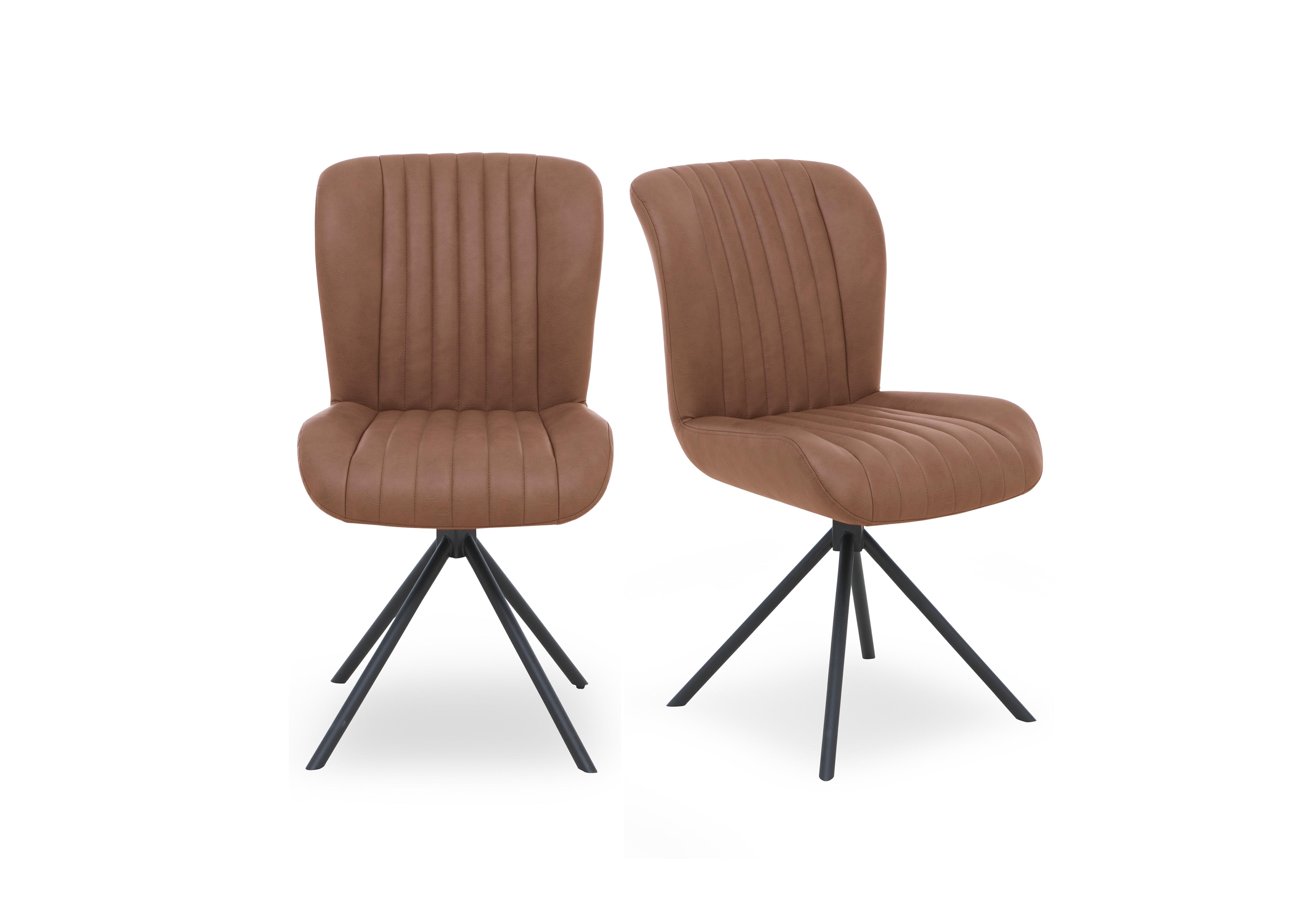 Terra Pair of Swivel Dining Chairs in Cognac on Furniture Village