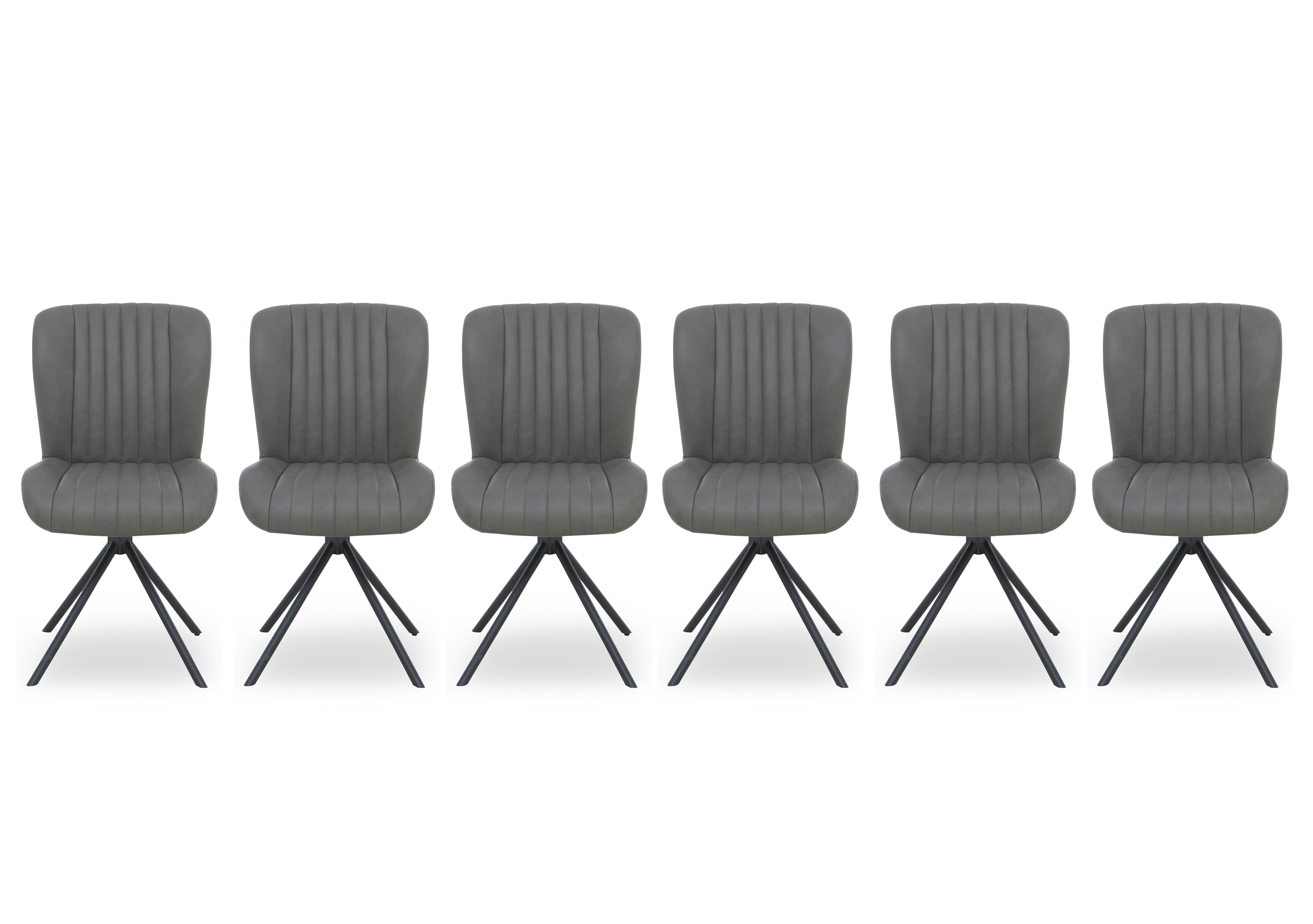 Compact Terra Set of 6 Swivel Dining Chairs in Grey on Furniture Village