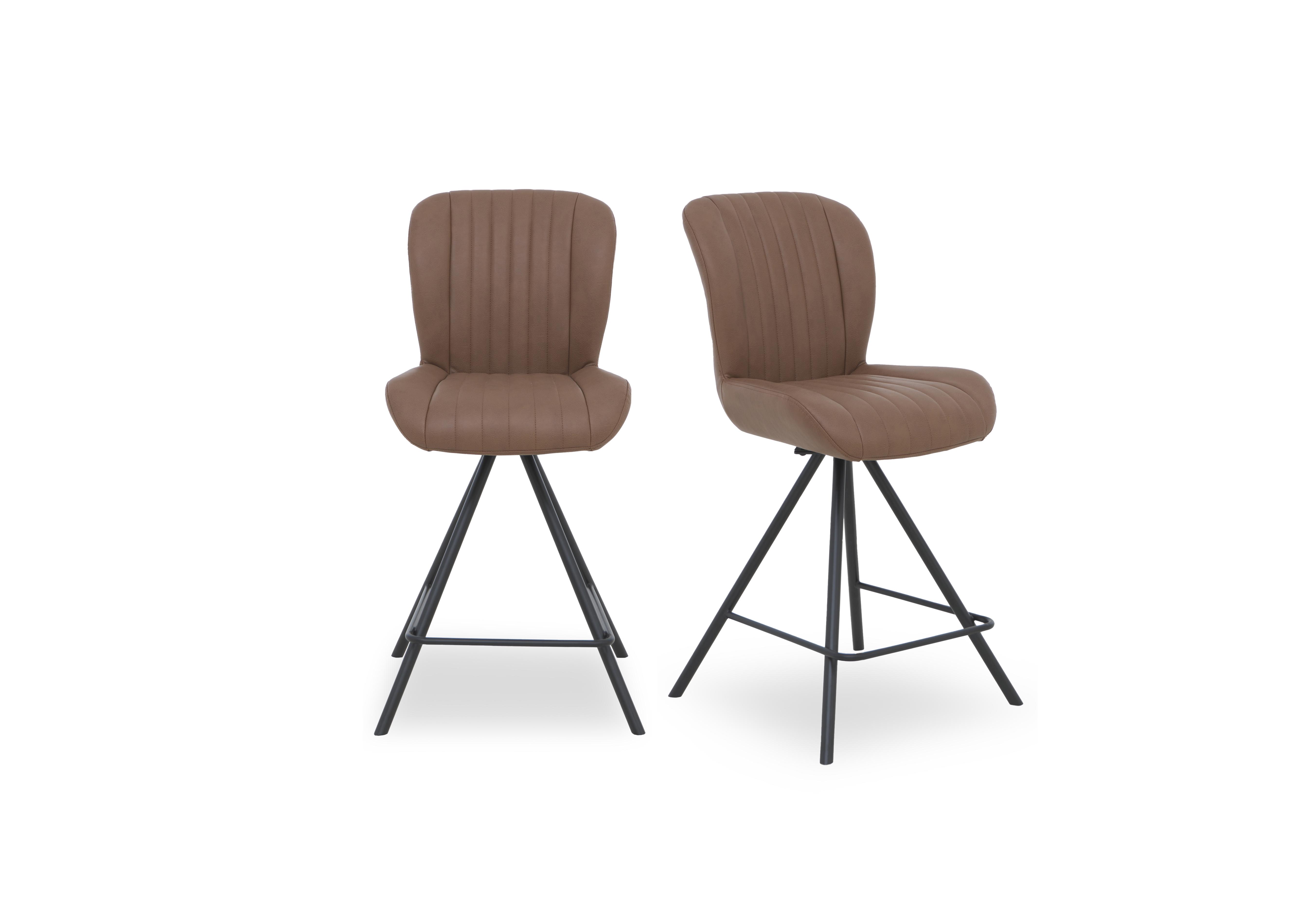 Compact Terra Pair of Swivel Bar Stools in Cognac on Furniture Village