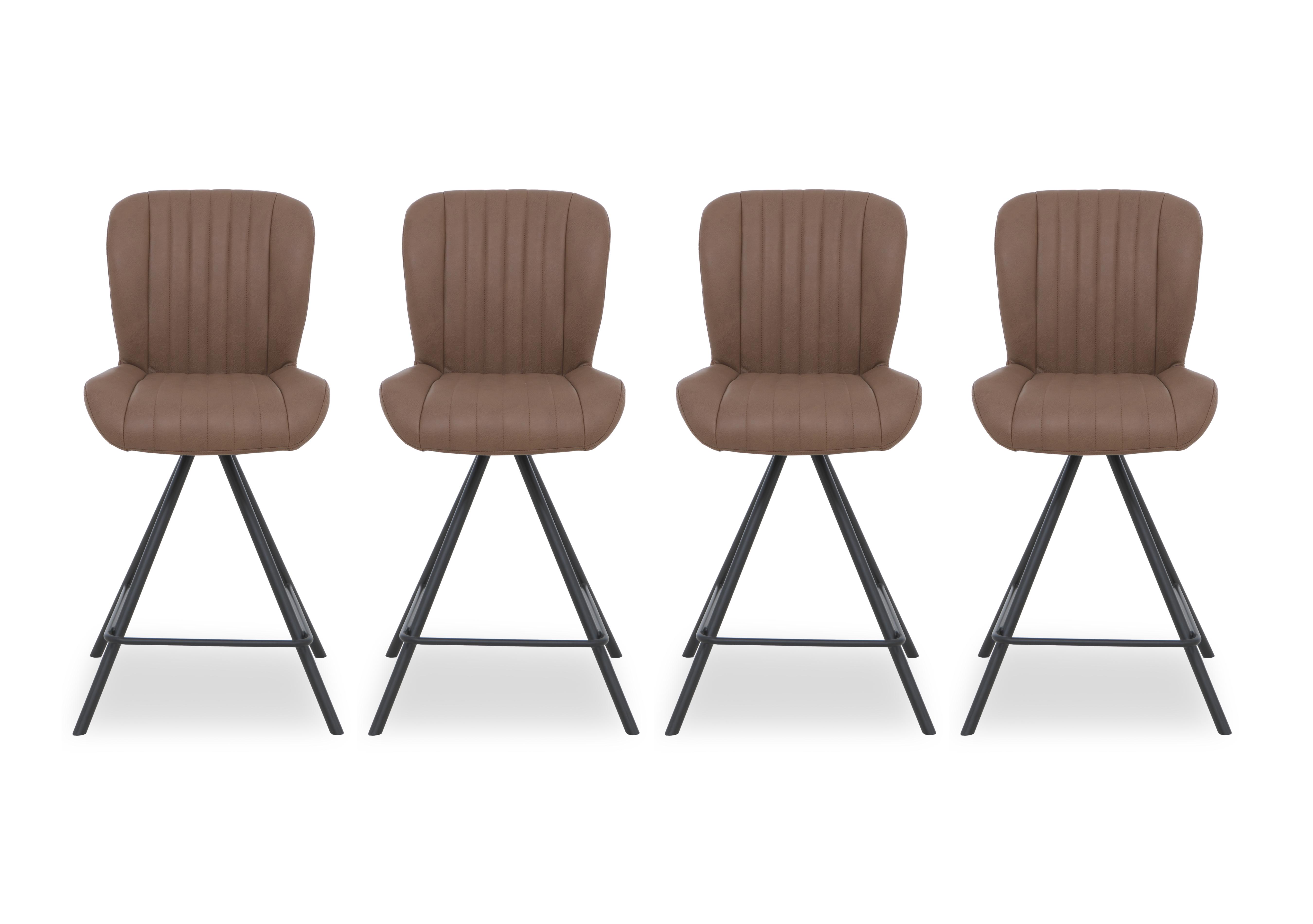 Compact Terra Set of 4 Swivel Bar Stools in Cognac on Furniture Village