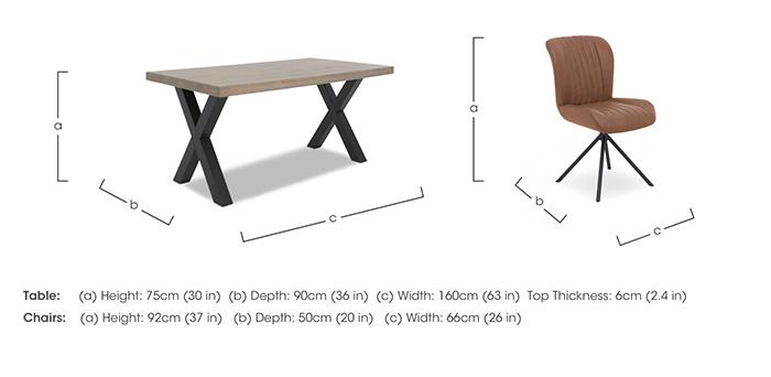 Compact Terra Straight Edge Dining Table with 6 Cognac Swivel Dining Chairs in  on Furniture Village