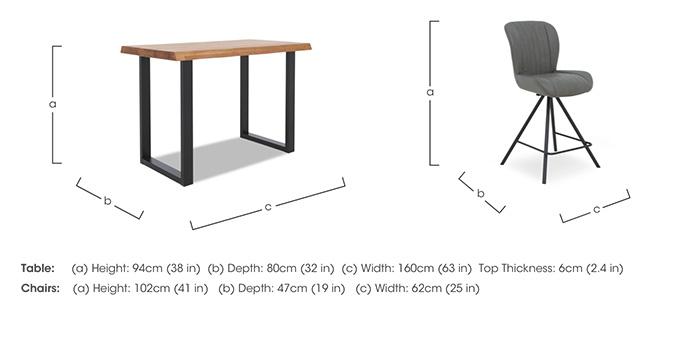 Compact Terra 160cm Raw Edge Bar Table with 4 Grey Swivel Bar Stools in  on Furniture Village
