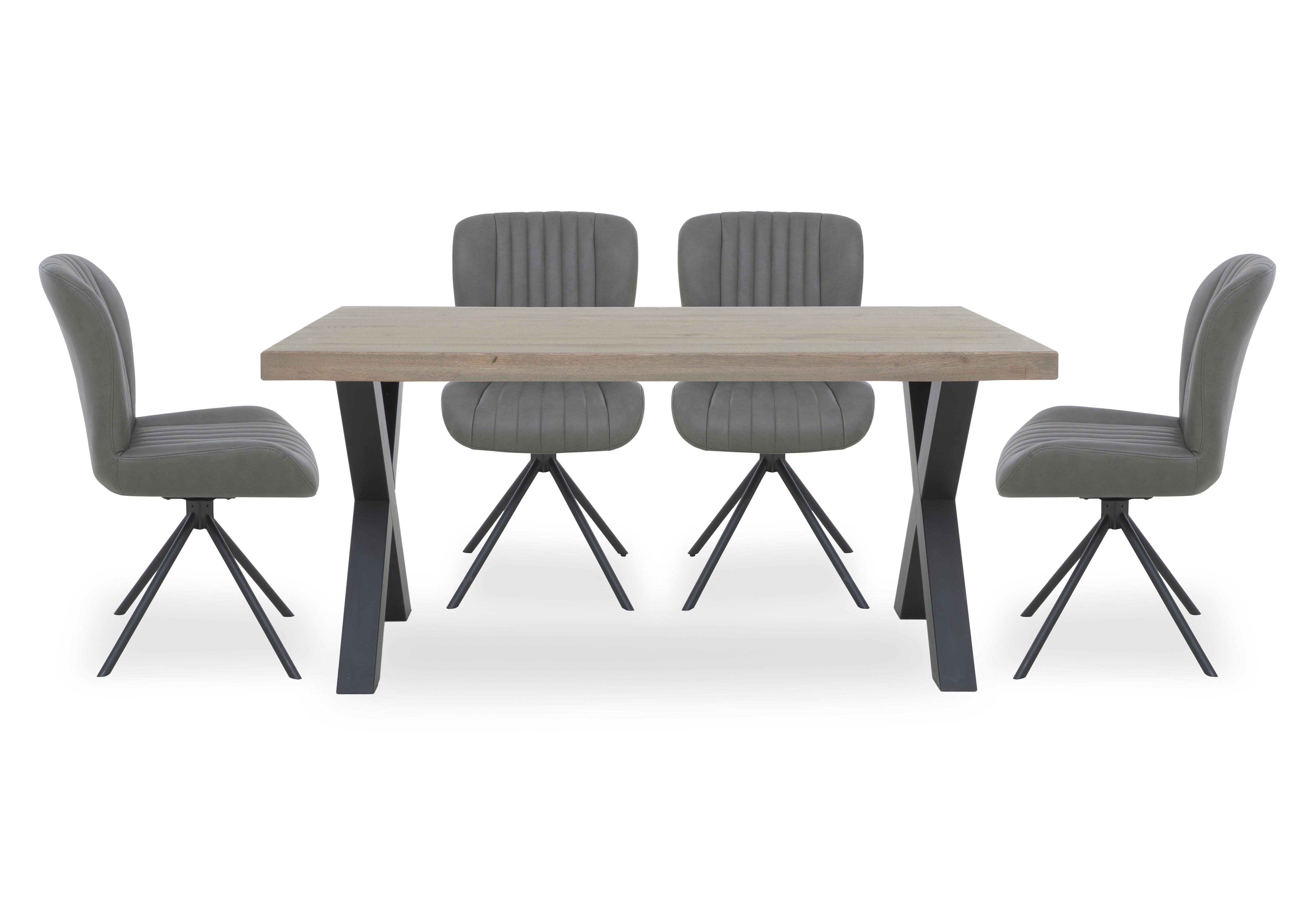 Compact Terra Straight Edge Dining Table with 4 Grey Swivel Dining Chairs in 08 Vintage Grey on Furniture Village