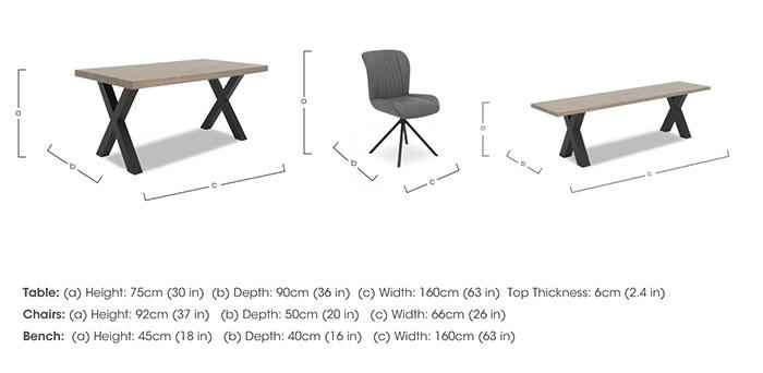 Compact Terra Straight Edge Dining Table with Dining Bench and 2 Grey Swivel Dining Chairs in  on Furniture Village