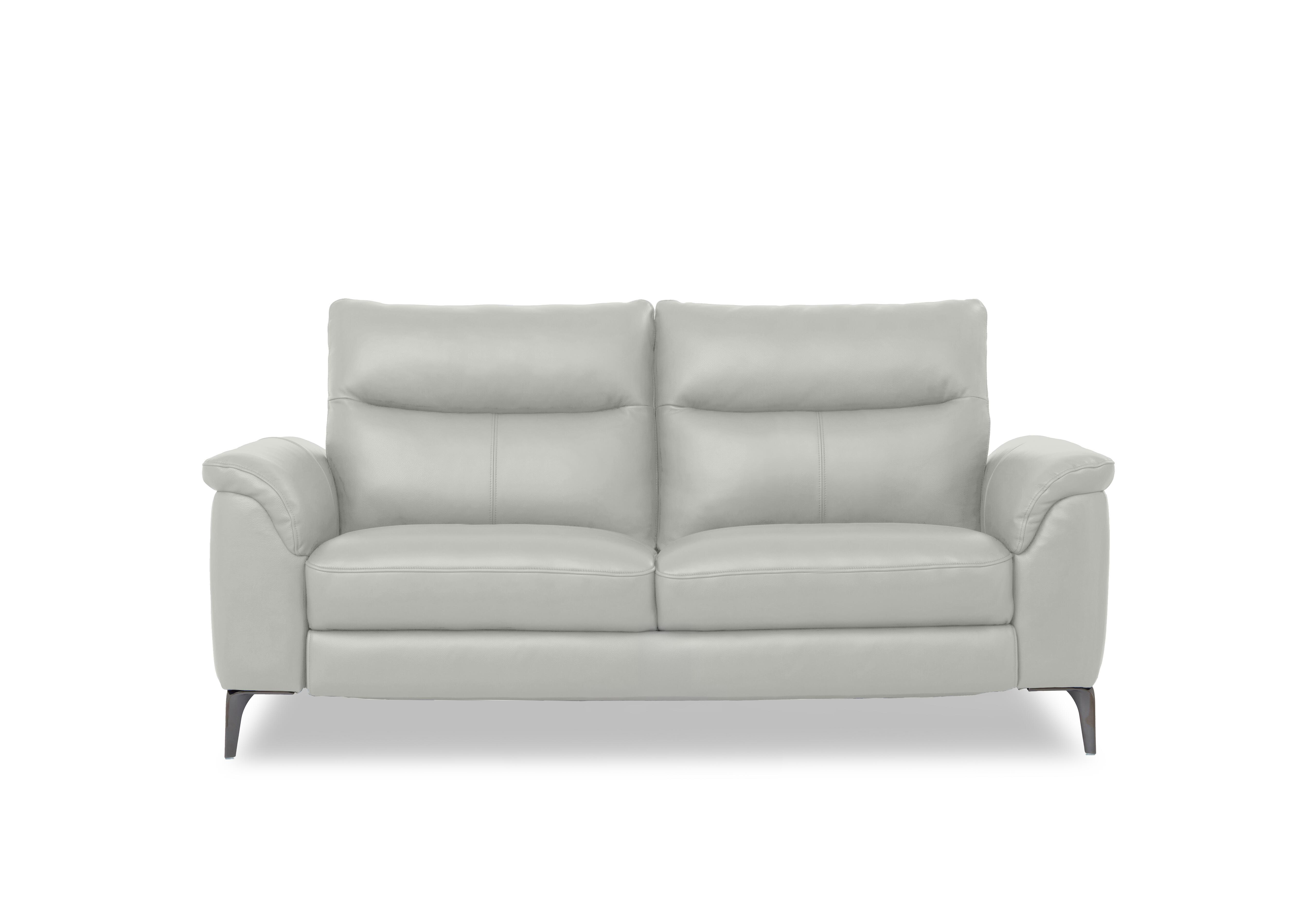 Morgan Leather 3 Seater Sofa in Oslo Light Grey Cat-40/27 on Furniture Village