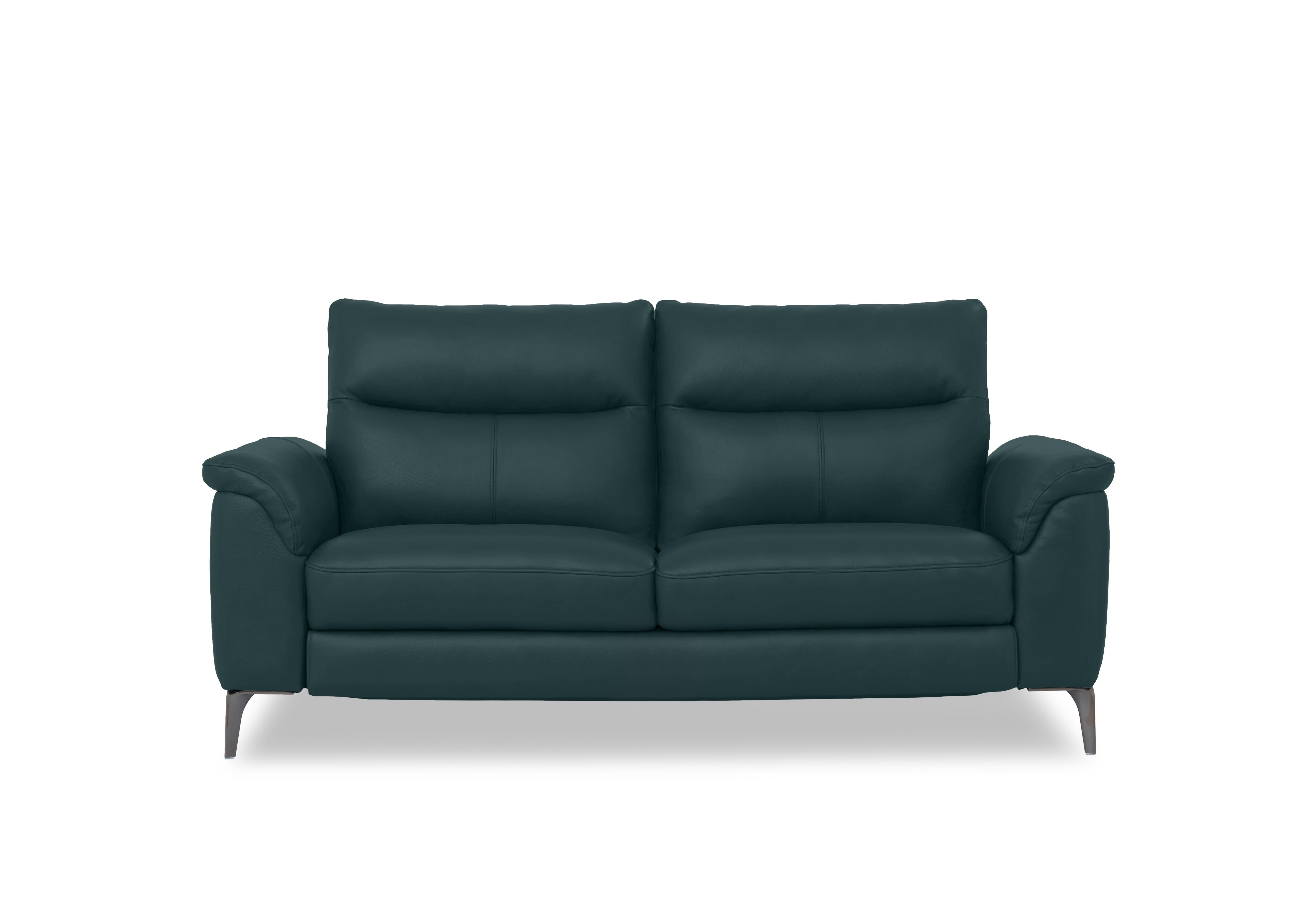 Morgan Leather 3 Seater Sofa in Oslo Peacock Cat-40/09 on Furniture Village