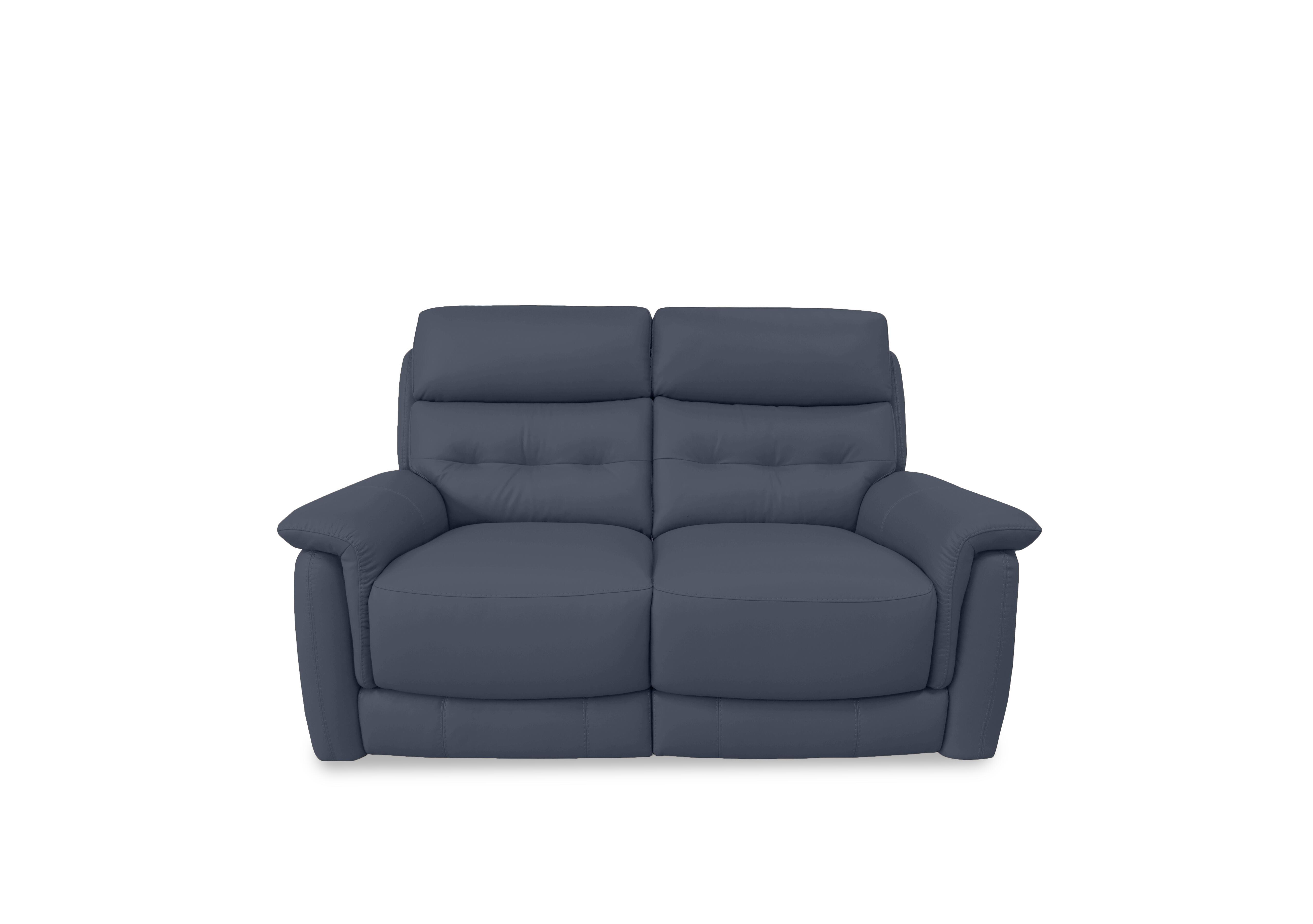 Springer Leather 2 Seater Sofa in Bv-313e Ocean Blue on Furniture Village